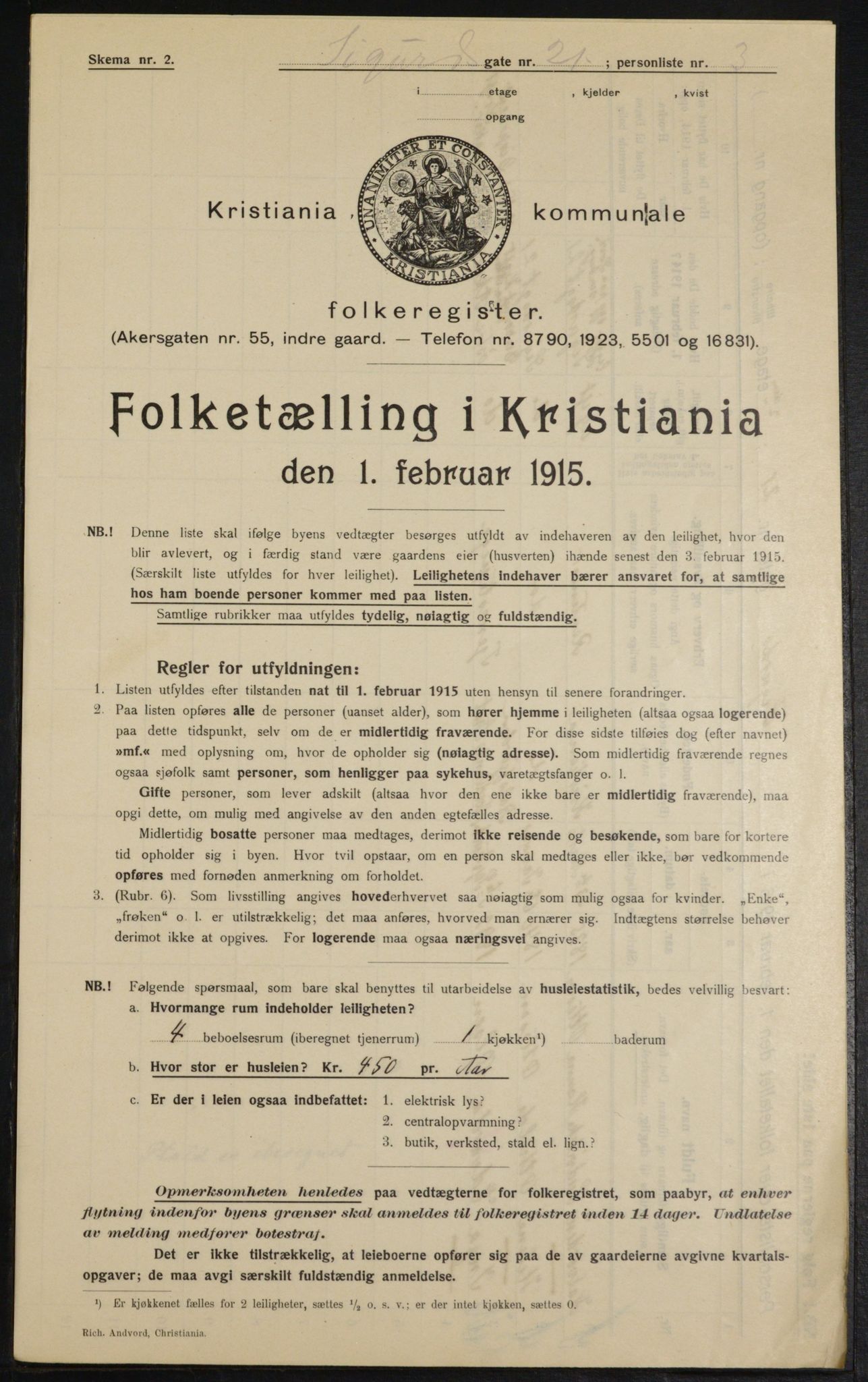 OBA, Kommunal folketelling 1.2.1915 for Kristiania, 1915, s. 94967