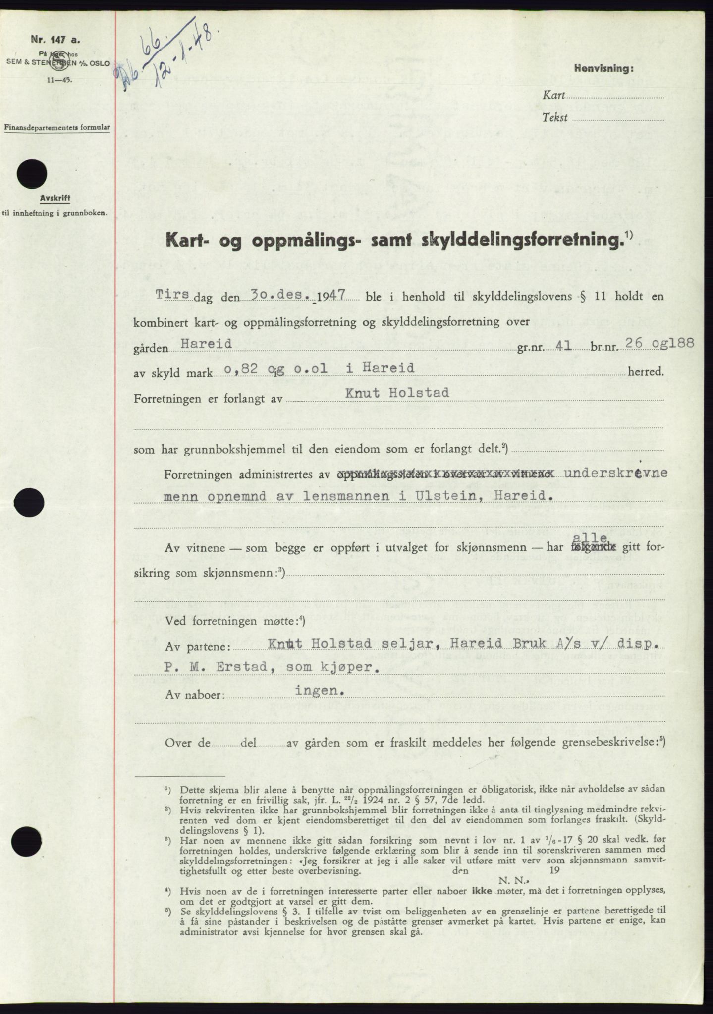 Søre Sunnmøre sorenskriveri, SAT/A-4122/1/2/2C/L0081: Pantebok nr. 7A, 1947-1948, Dagboknr: 66/1948