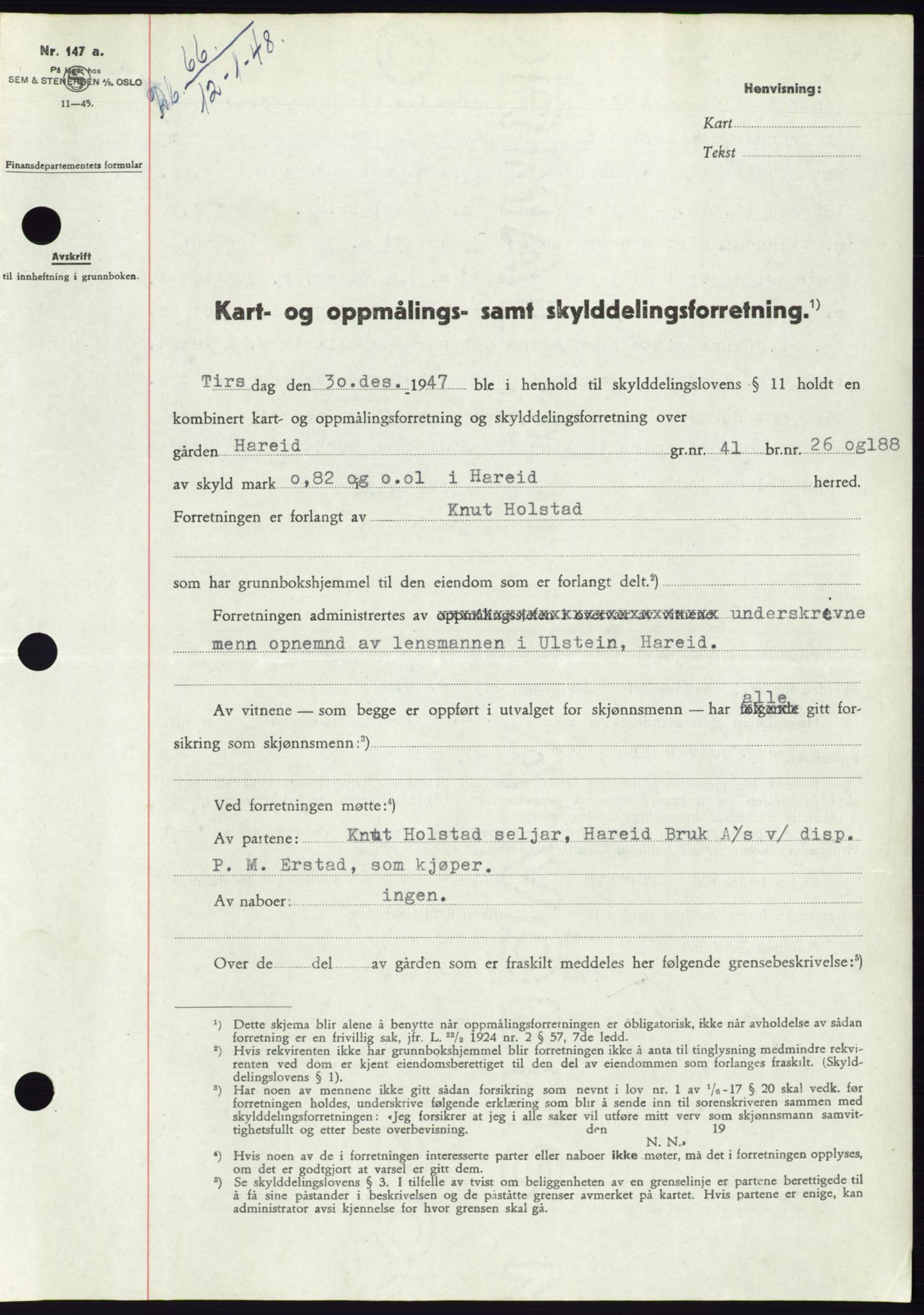 Søre Sunnmøre sorenskriveri, AV/SAT-A-4122/1/2/2C/L0081: Pantebok nr. 7A, 1947-1948, Dagboknr: 66/1948