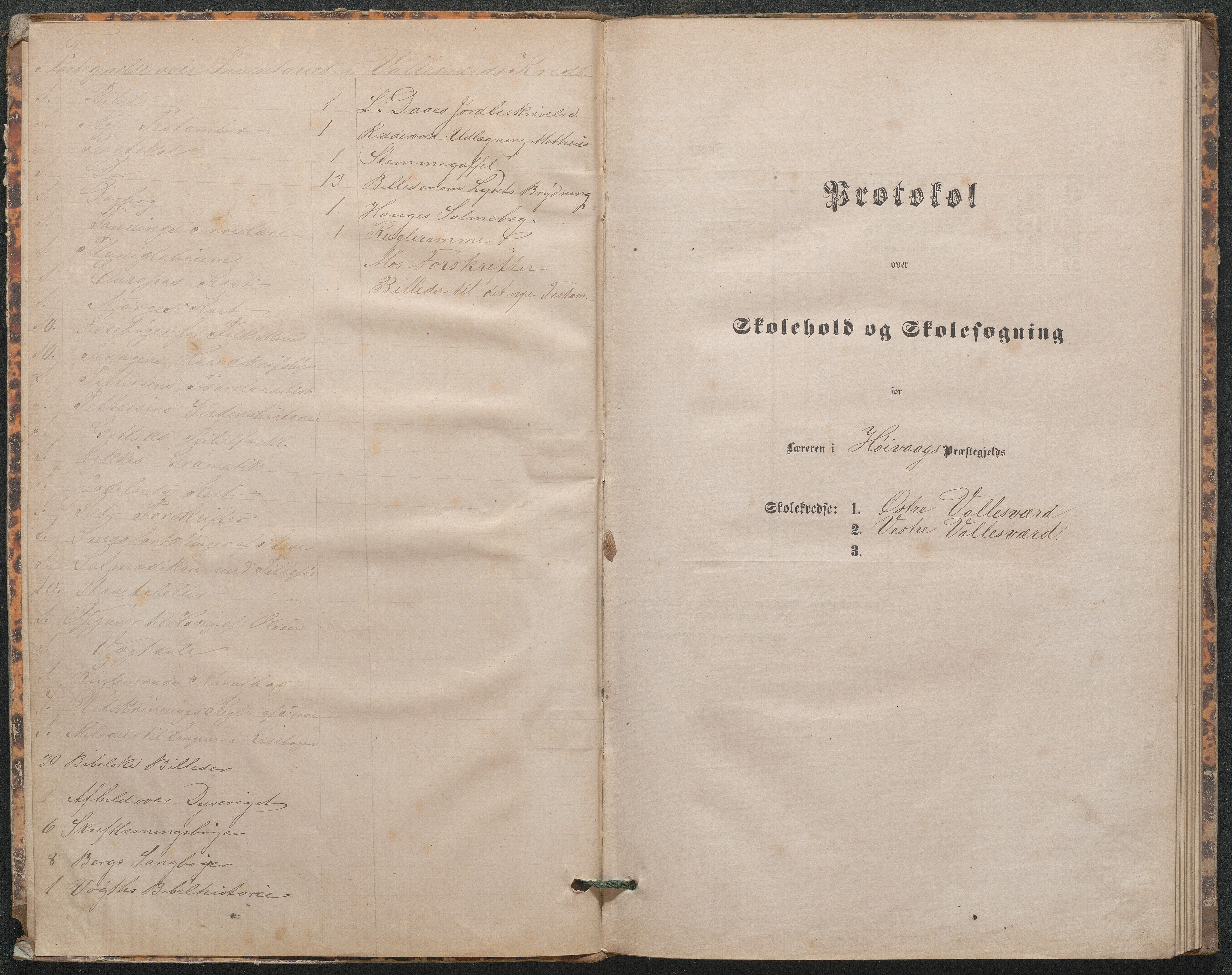 Høvåg kommune, AAKS/KA0927-PK/1/05/L0402: Eksamensprotokoll for den frivillige undervisning ved Østre og Vestre Vallesverds kretsskole, 1870-1890