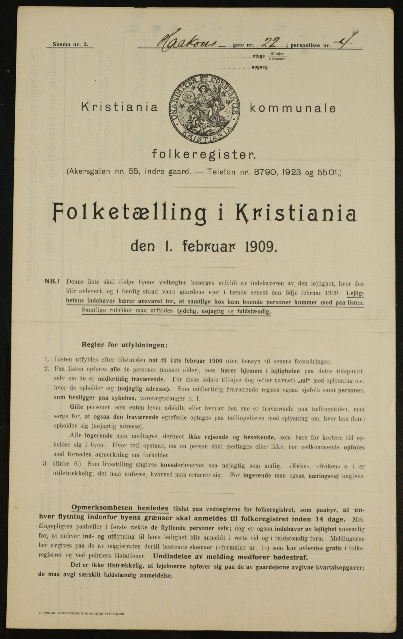 OBA, Kommunal folketelling 1.2.1909 for Kristiania kjøpstad, 1909, s. 39165