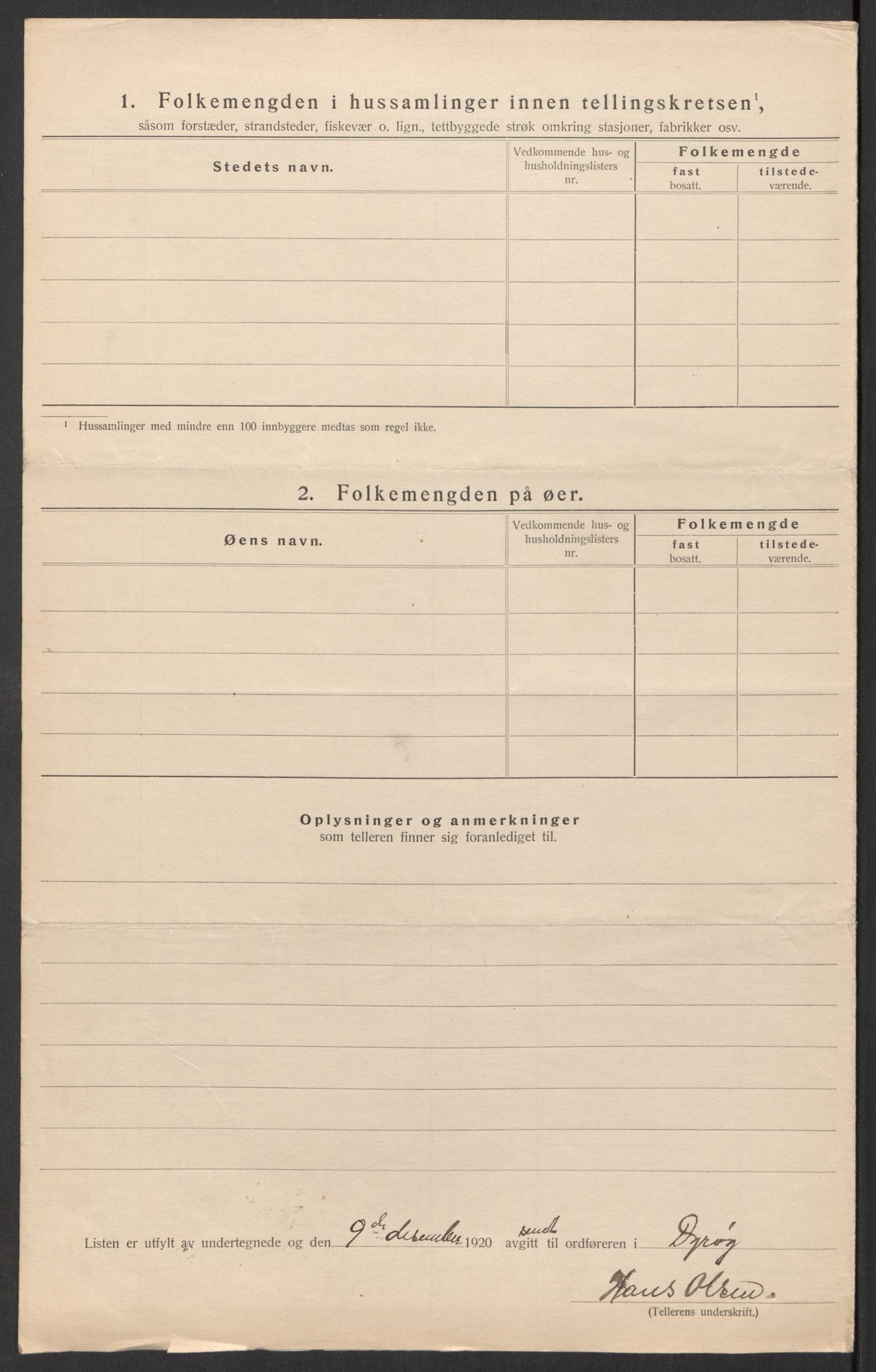 SATØ, Folketelling 1920 for 1926 Dyrøy herred, 1920, s. 9