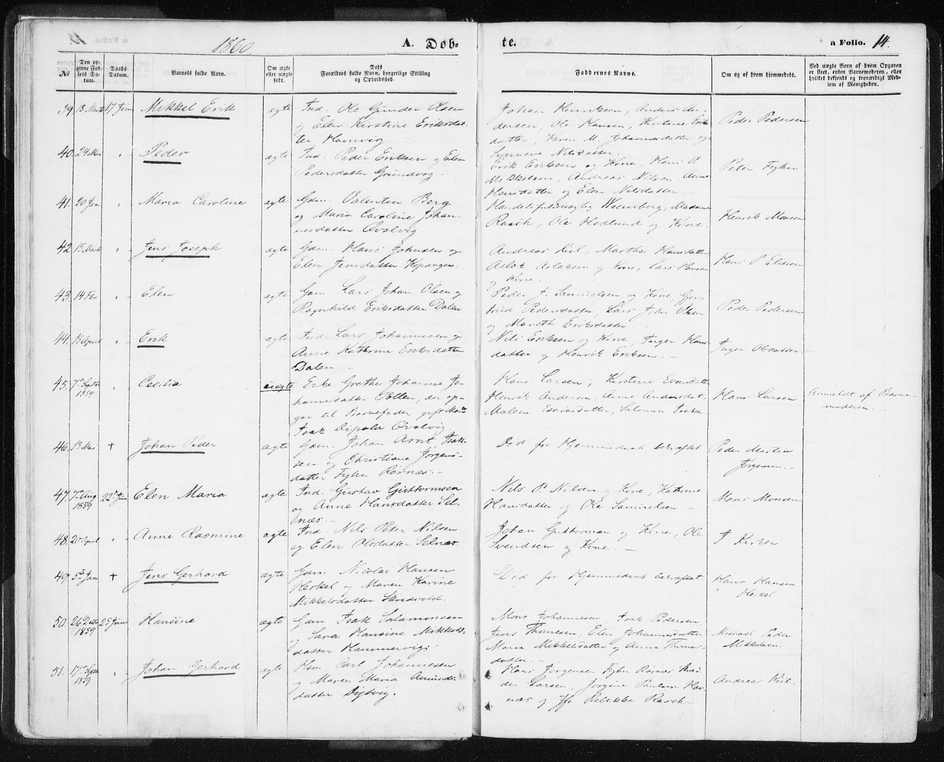 Lyngen sokneprestembete, AV/SATØ-S-1289/H/He/Hea/L0005kirke: Ministerialbok nr. 5, 1859-1869, s. 14
