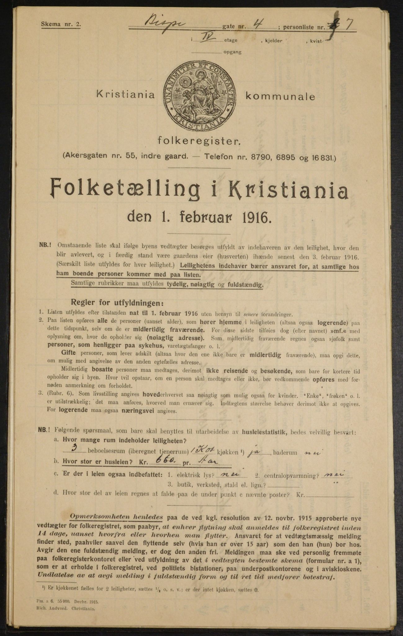 OBA, Kommunal folketelling 1.2.1916 for Kristiania, 1916, s. 5425