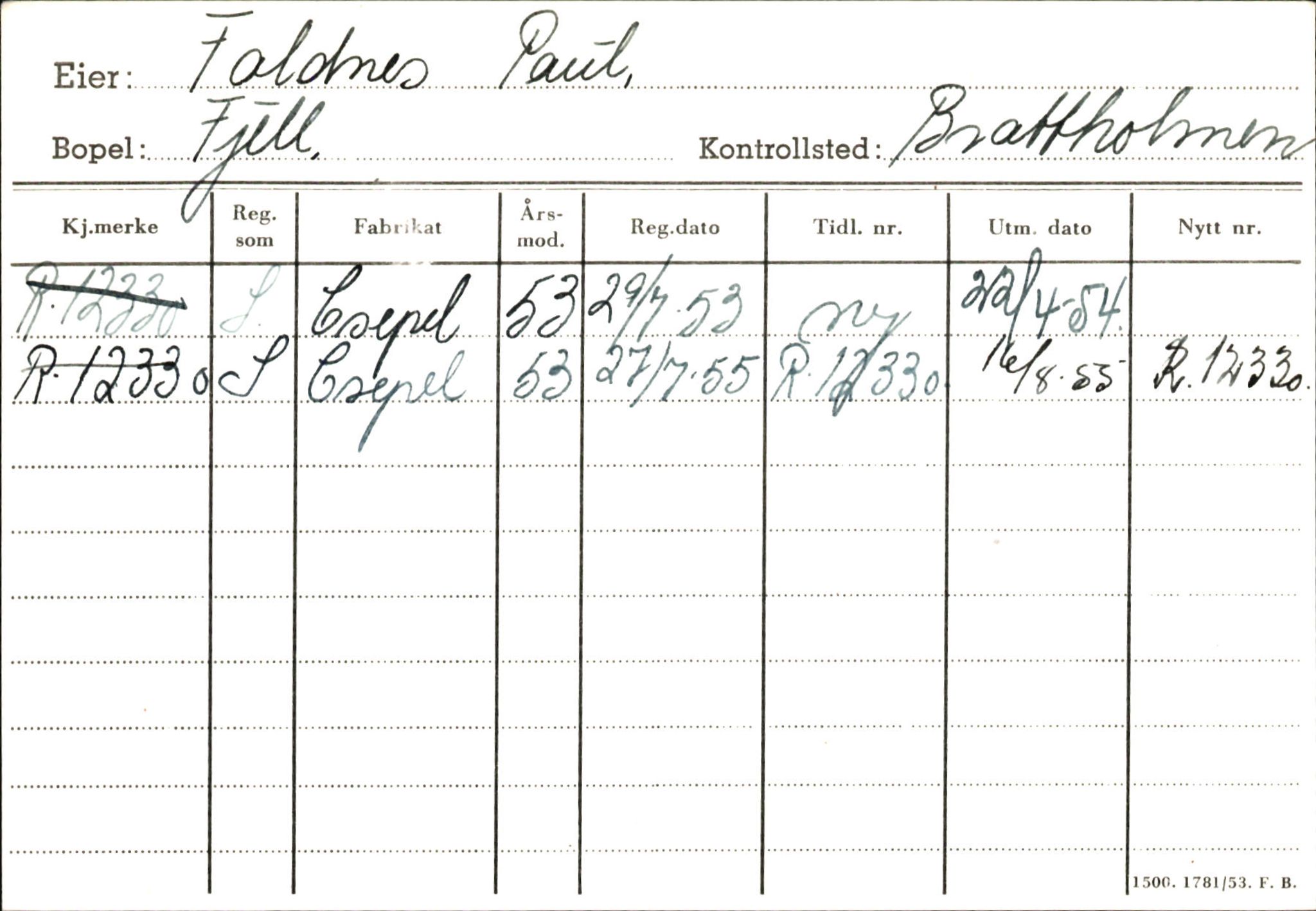 Statens vegvesen, Hordaland vegkontor, AV/SAB-A-5201/2/Ha/L0014: R-eierkort F, 1920-1971, s. 41