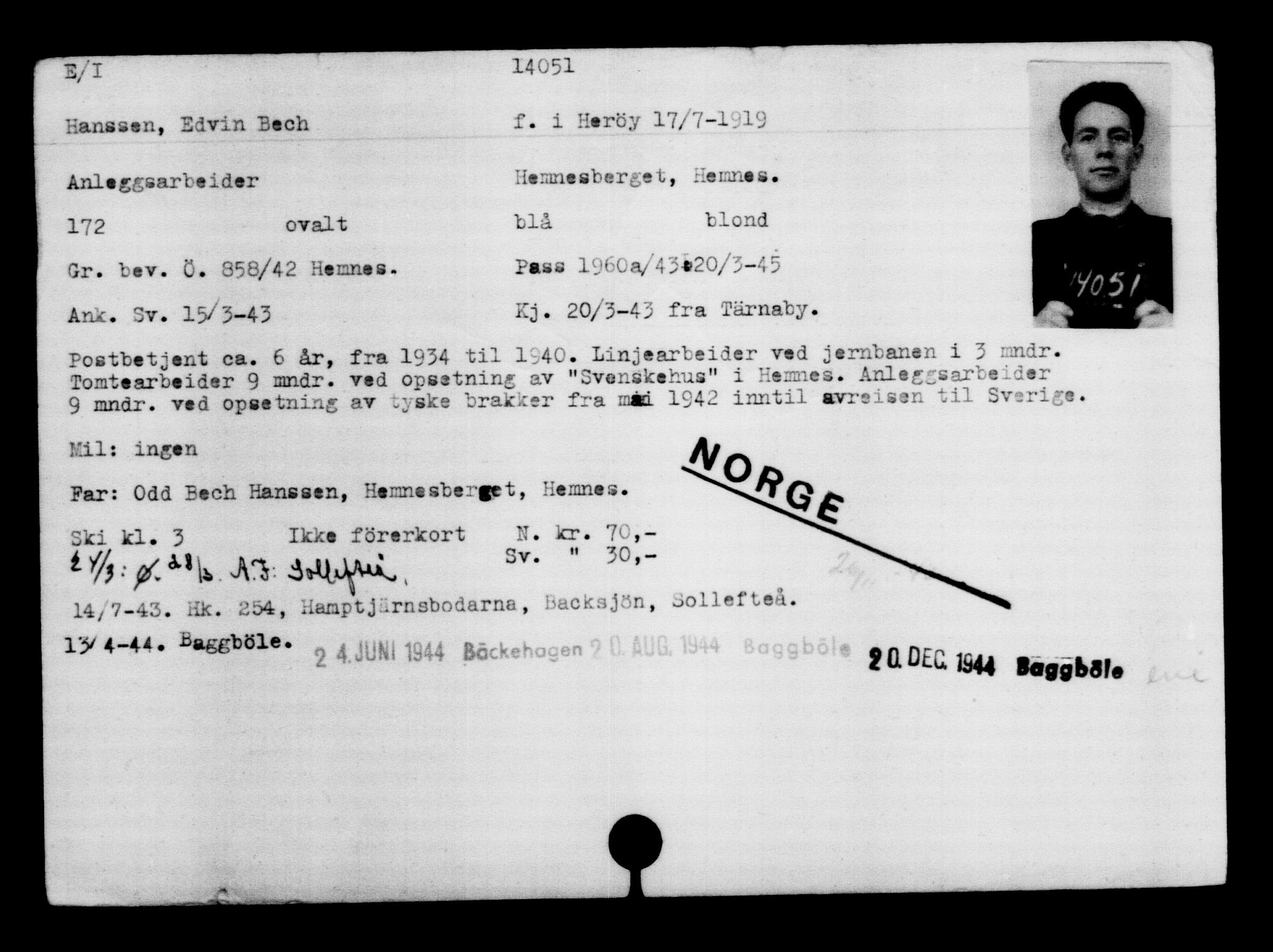 Den Kgl. Norske Legasjons Flyktningskontor, AV/RA-S-6753/V/Va/L0007: Kjesäterkartoteket.  Flyktningenr. 12700-15723, 1940-1945, s. 1552