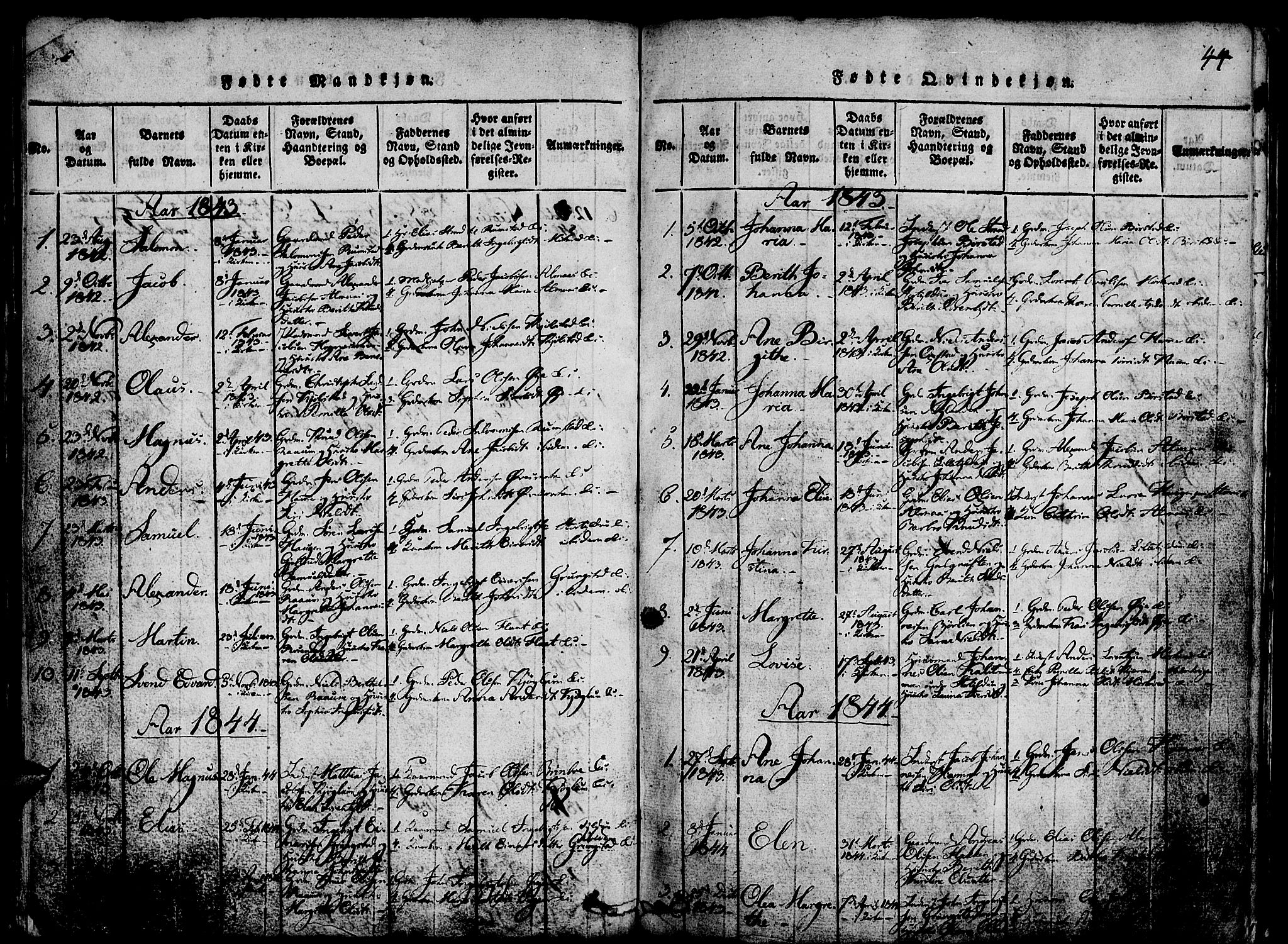 Ministerialprotokoller, klokkerbøker og fødselsregistre - Nord-Trøndelag, AV/SAT-A-1458/765/L0562: Klokkerbok nr. 765C01, 1817-1851, s. 44