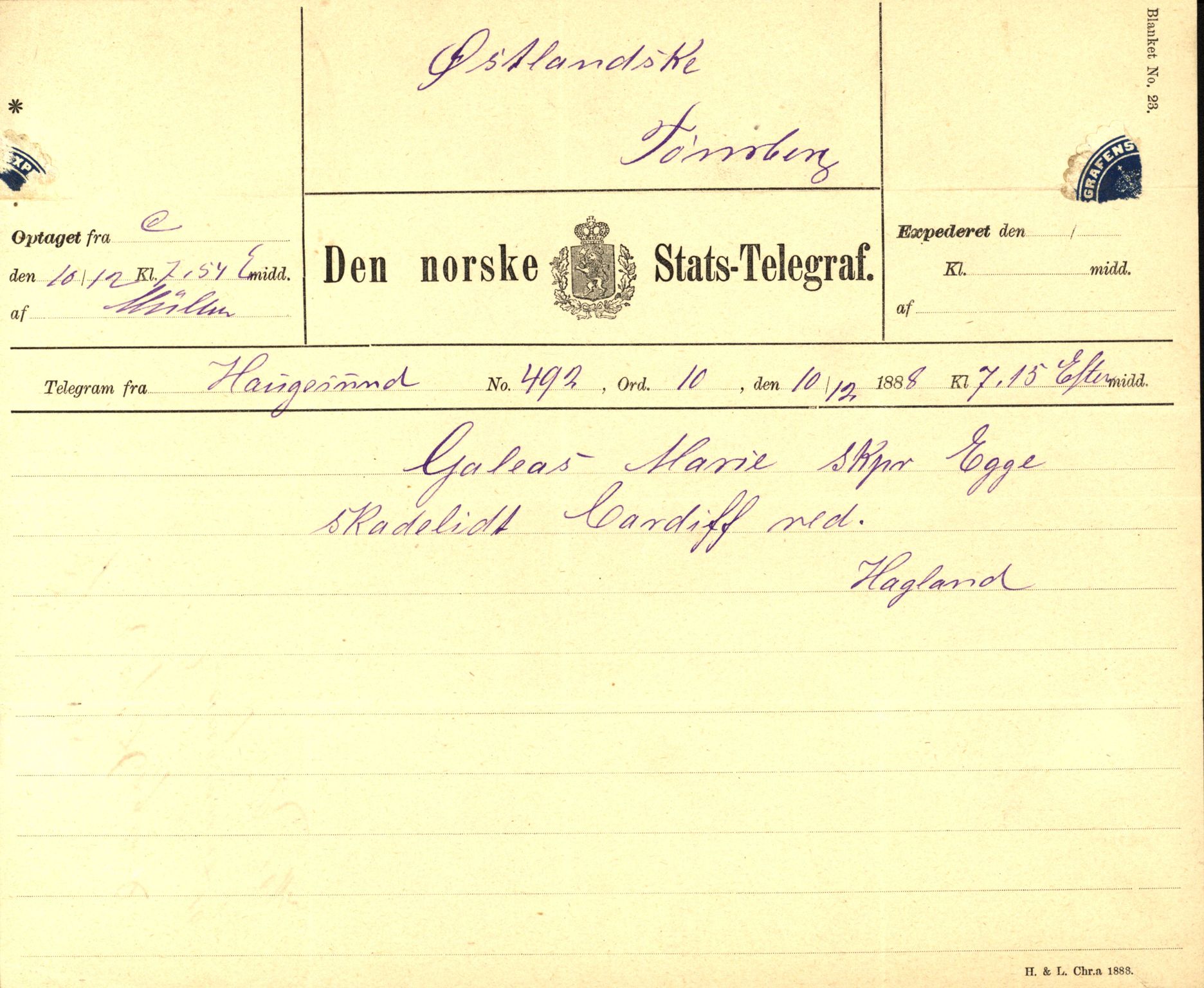 Pa 63 - Østlandske skibsassuranceforening, VEMU/A-1079/G/Ga/L0022/0008: Havaridokumenter / Magna av Haugesund, Marie, Mars, Mary, Mizpa, 1888, s. 17