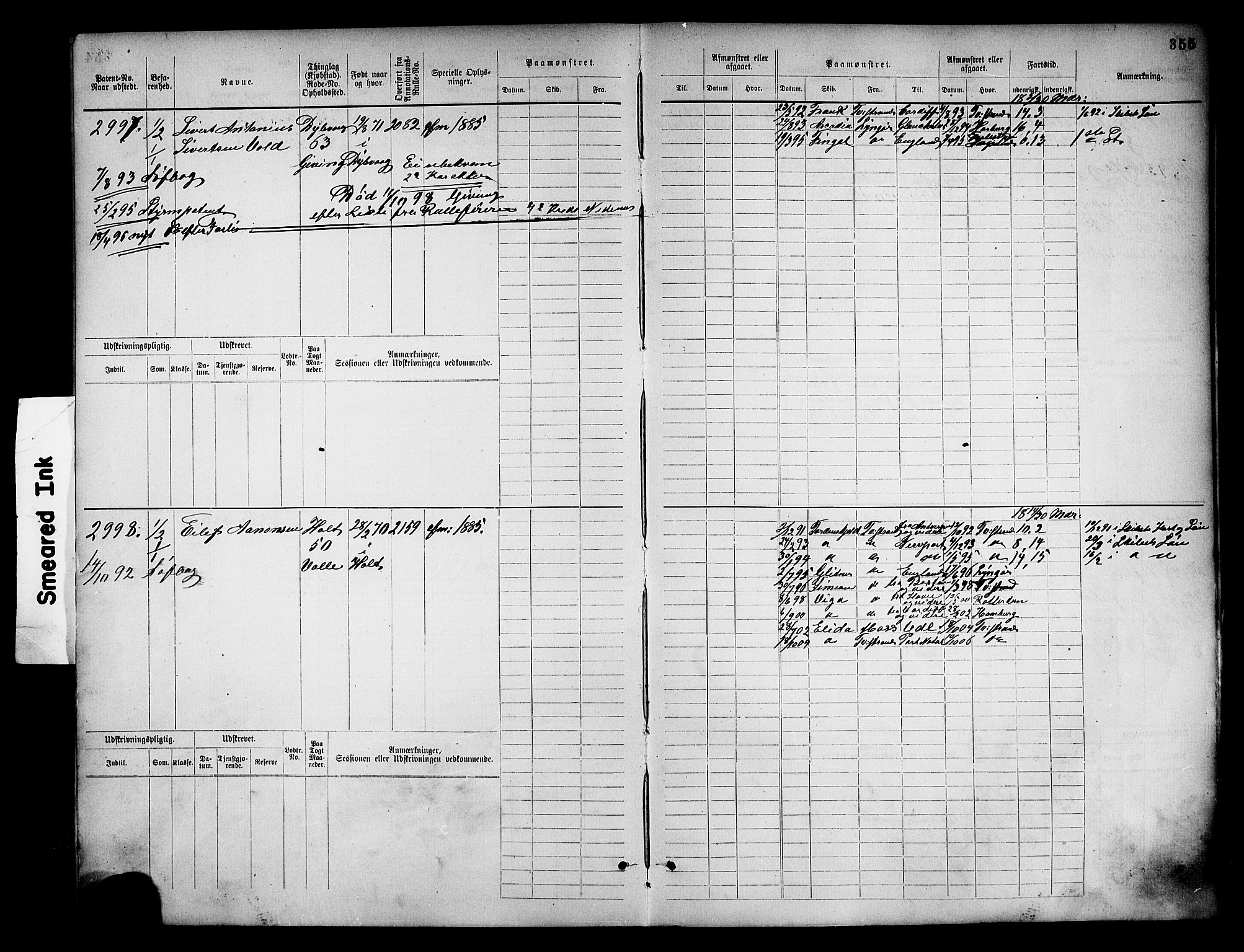 Tvedestrand mønstringskrets, SAK/2031-0011/F/Fb/L0018: Hovedrulle nr 2289-3056, U-34, 1882-1892, s. 367