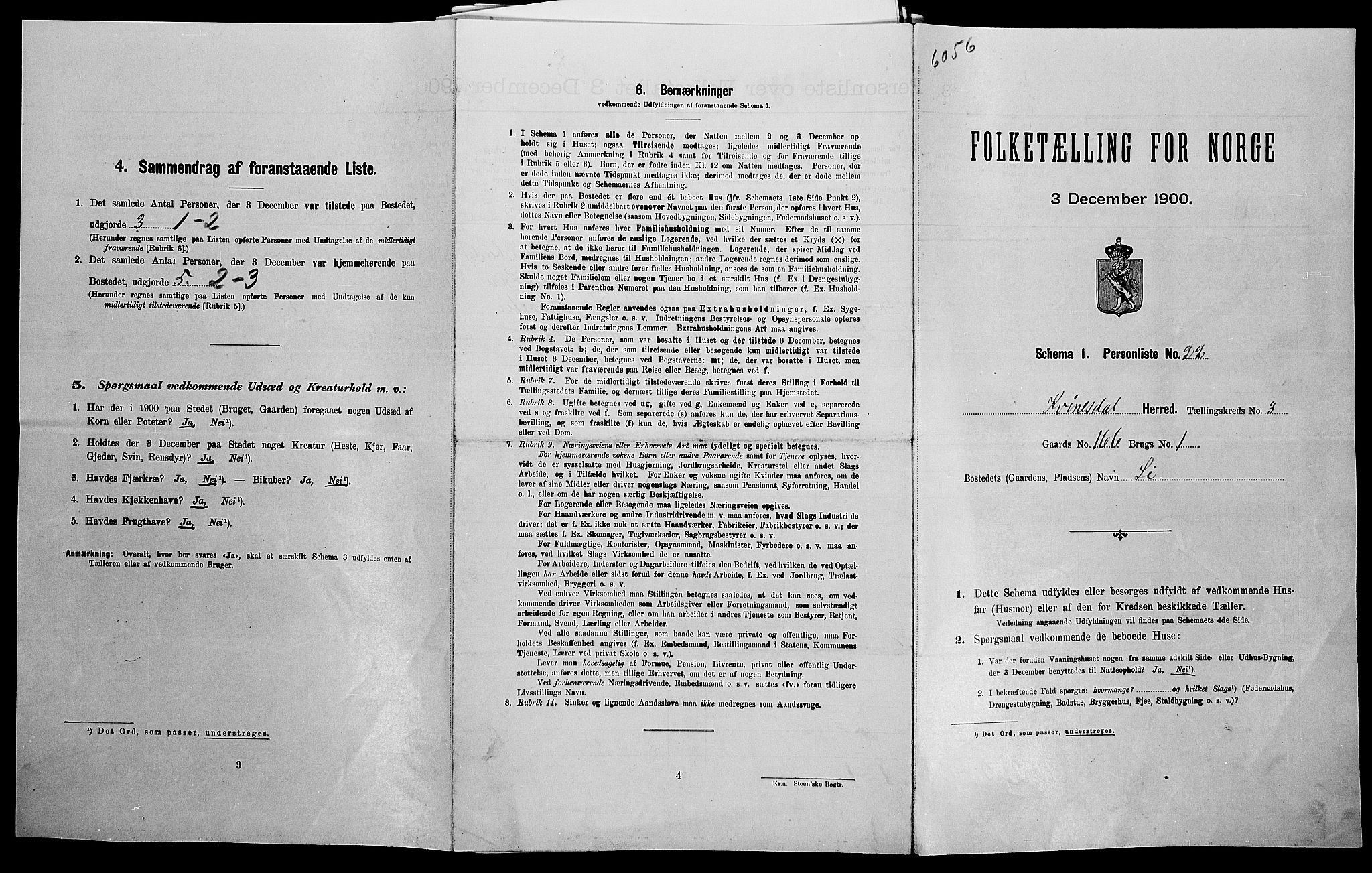 SAK, Folketelling 1900 for 1037 Liknes herred, 1900, s. 425