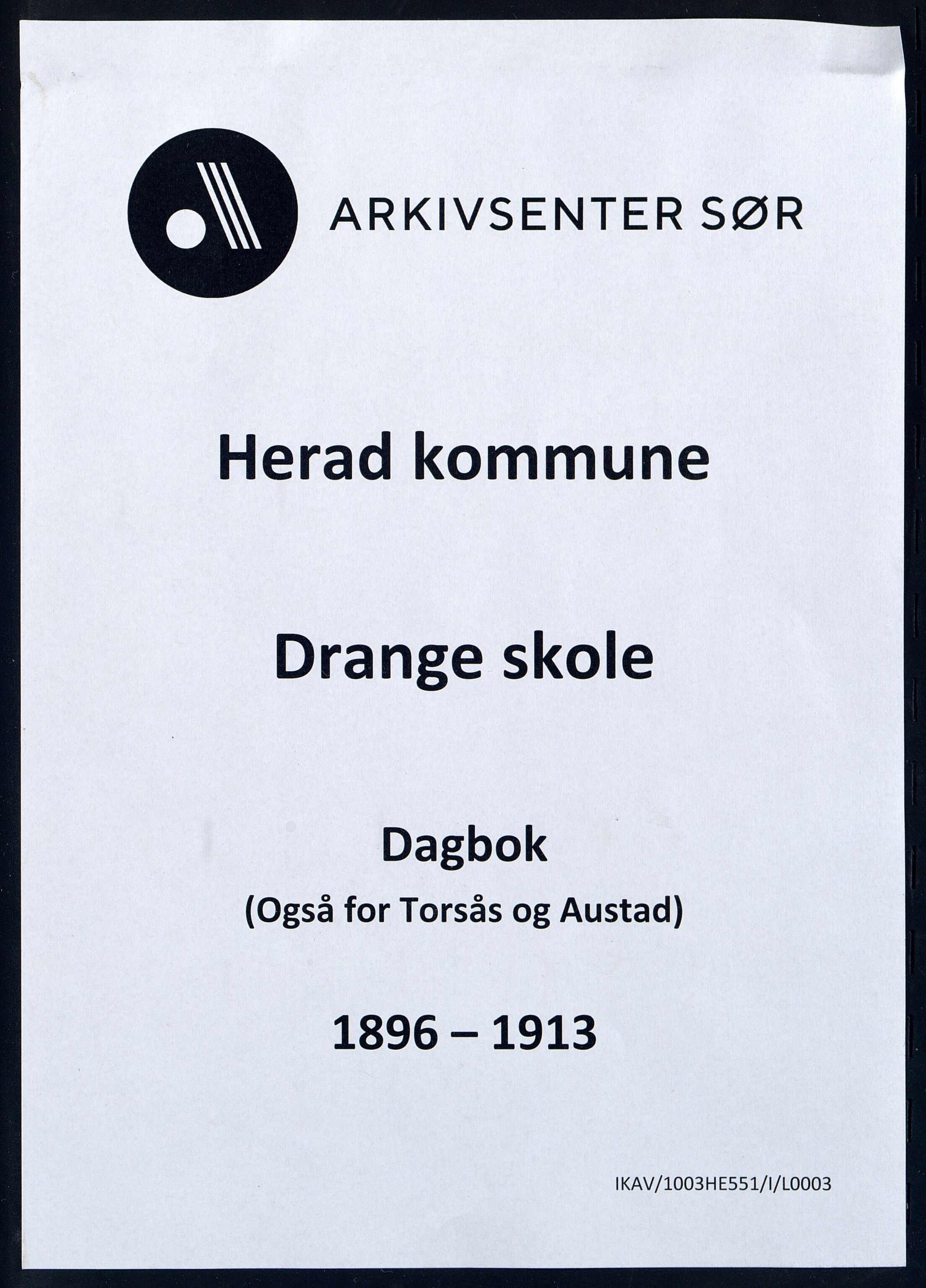 Herad kommune - Drange Skole, ARKSOR/1003HE551/I/L0003: Dagbok, 1896-1913