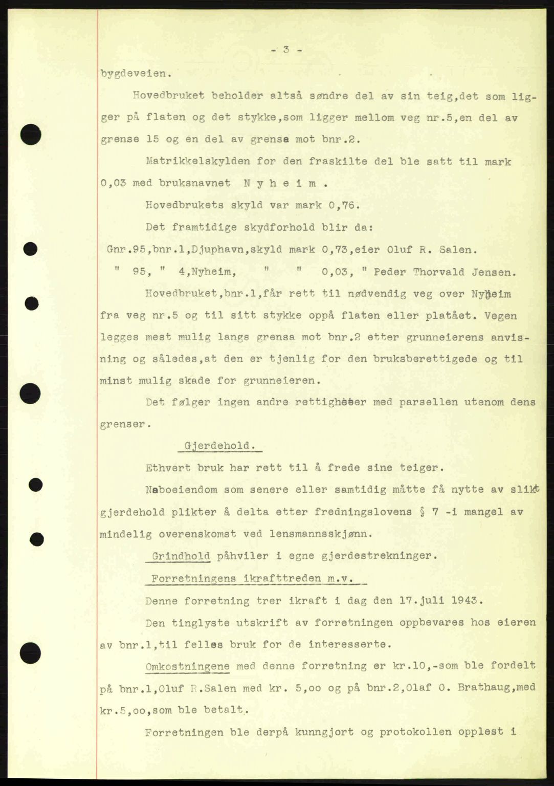 Nordre Sunnmøre sorenskriveri, AV/SAT-A-0006/1/2/2C/2Ca: Pantebok nr. A17, 1943-1944, Dagboknr: 237/1944