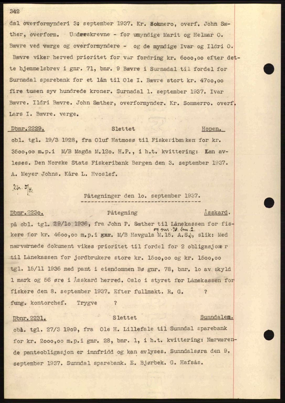 Nordmøre sorenskriveri, SAT/A-4132/1/2/2Ca: Pantebok nr. C80, 1936-1939, Dagboknr: 2229/1937