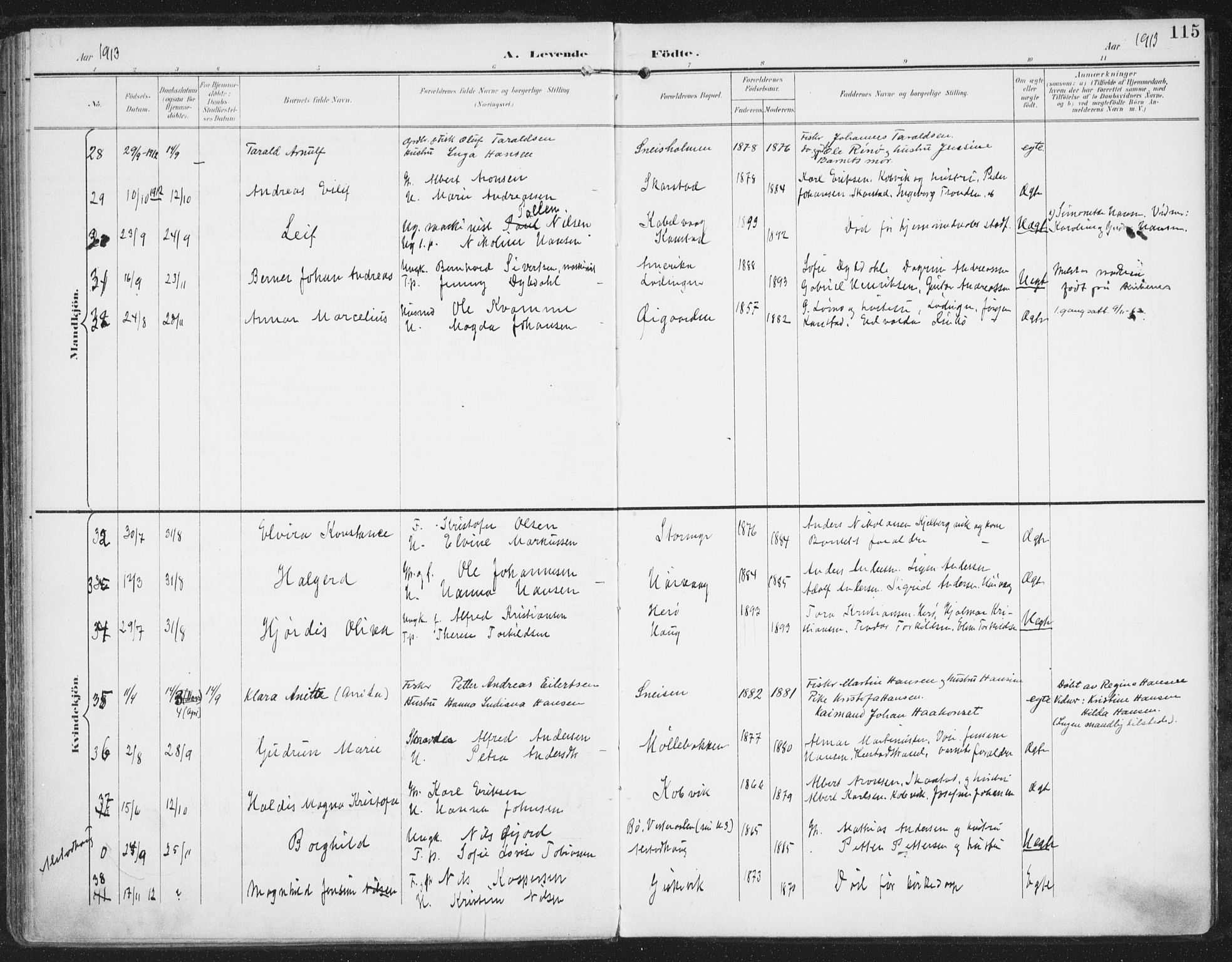 Ministerialprotokoller, klokkerbøker og fødselsregistre - Nordland, AV/SAT-A-1459/872/L1036: Ministerialbok nr. 872A11, 1897-1913, s. 115