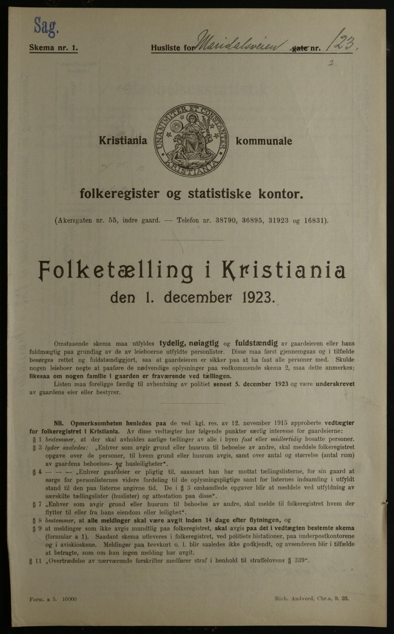 OBA, Kommunal folketelling 1.12.1923 for Kristiania, 1923, s. 68846