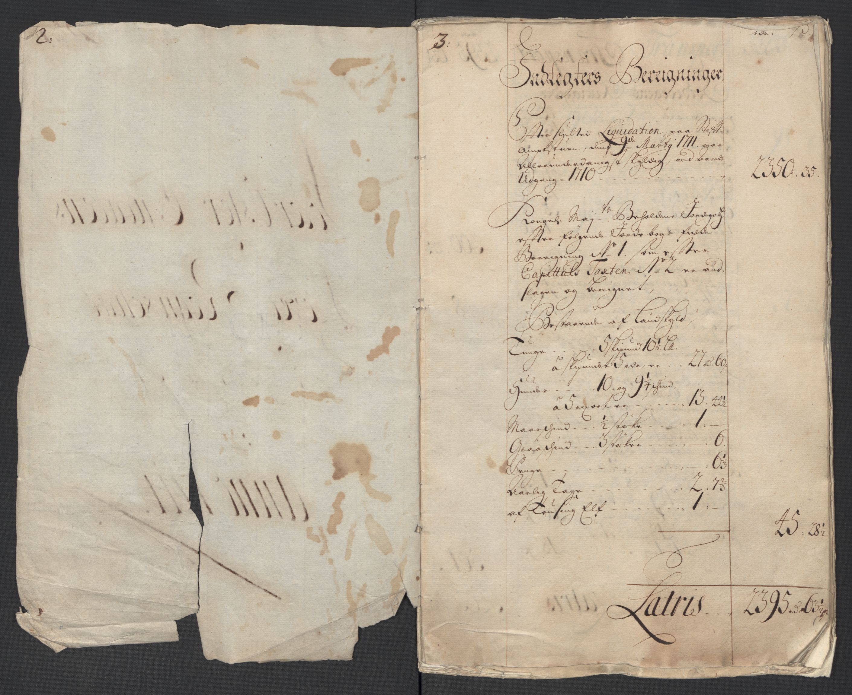 Rentekammeret inntil 1814, Reviderte regnskaper, Fogderegnskap, RA/EA-4092/R13/L0848: Fogderegnskap Solør, Odal og Østerdal, 1711, s. 4