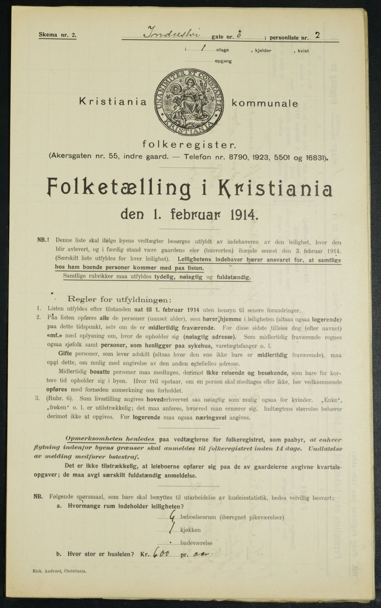 OBA, Kommunal folketelling 1.2.1914 for Kristiania, 1914, s. 43213