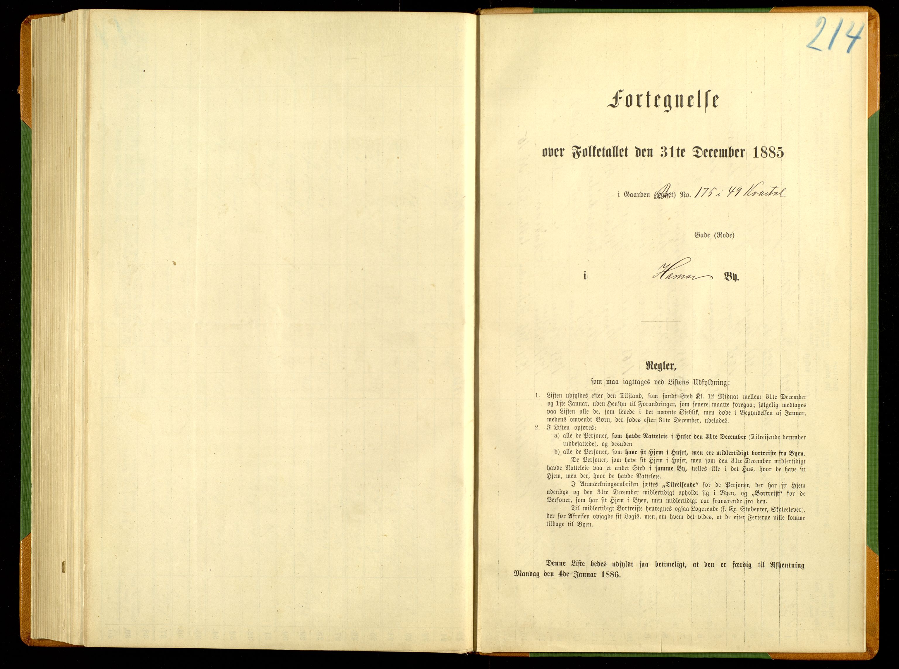 SAH, Folketelling 1885 for 0401 Hamar kjøpstad, 1885, s. 441