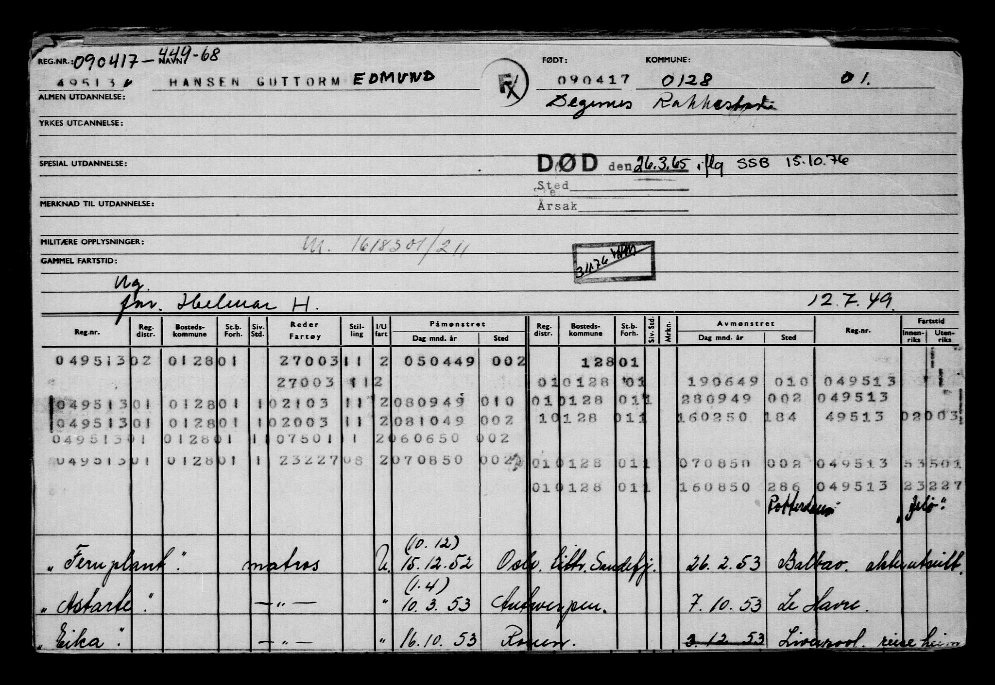 Direktoratet for sjømenn, AV/RA-S-3545/G/Gb/L0147: Hovedkort, 1917, s. 538