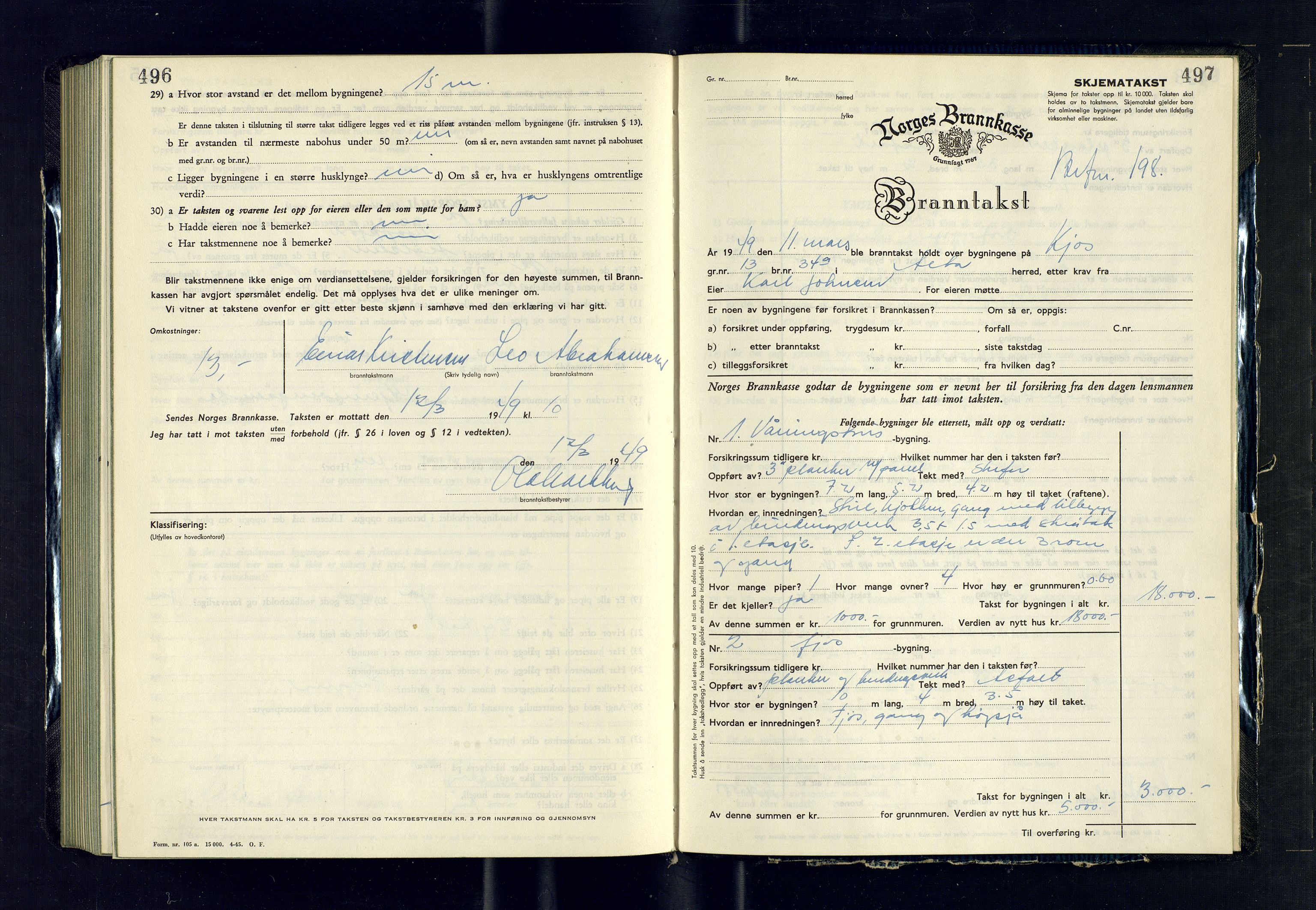 Alta lensmannskontor, AV/SATØ-S-1165/O/Ob/L0179: Branntakstprotokoll, 1946-1949, s. 496-497