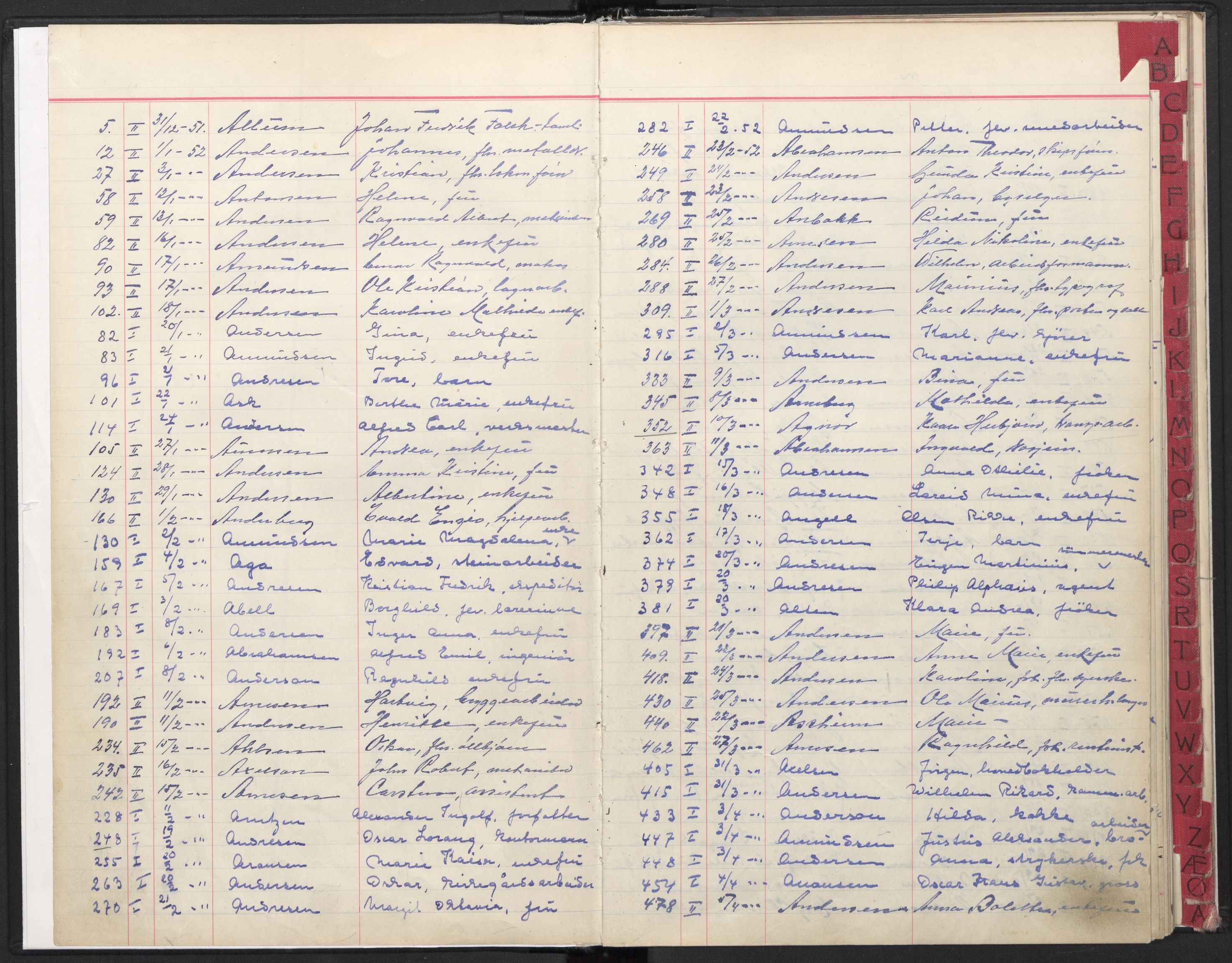 Oslo skifterett, AV/SAO-A-10383/F/Fa/Faa/L0052: Register til dødsfallsprotokollene, 1952