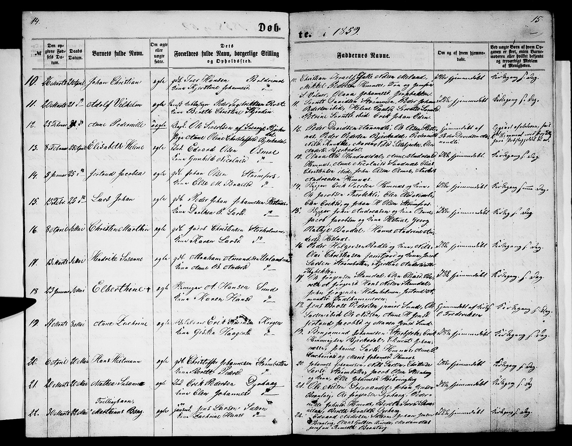 Ministerialprotokoller, klokkerbøker og fødselsregistre - Nordland, AV/SAT-A-1459/825/L0365: Klokkerbok nr. 825C02, 1858-1873, s. 14-15