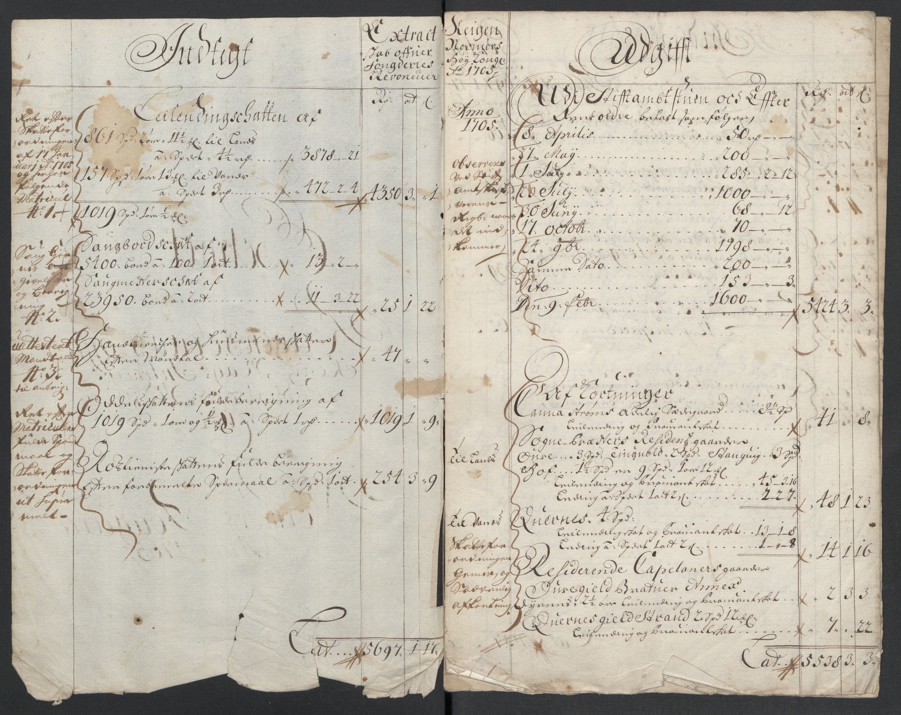 Rentekammeret inntil 1814, Reviderte regnskaper, Fogderegnskap, RA/EA-4092/R56/L3741: Fogderegnskap Nordmøre, 1705, s. 4