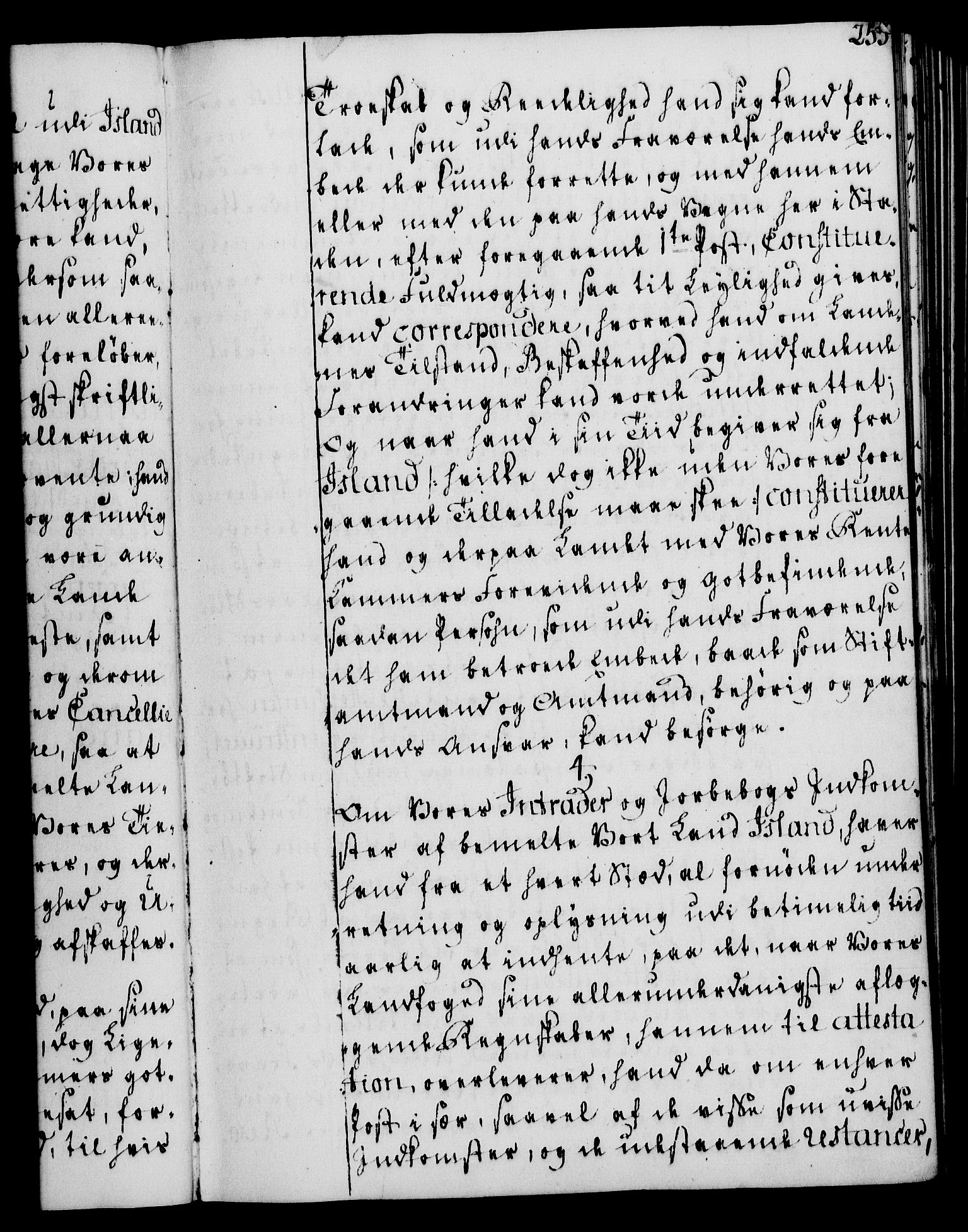 Rentekammeret, Kammerkanselliet, RA/EA-3111/G/Gg/Ggi/L0003: Norsk instruksjonsprotokoll med register (merket RK 53.36), 1751-1775, s. 255