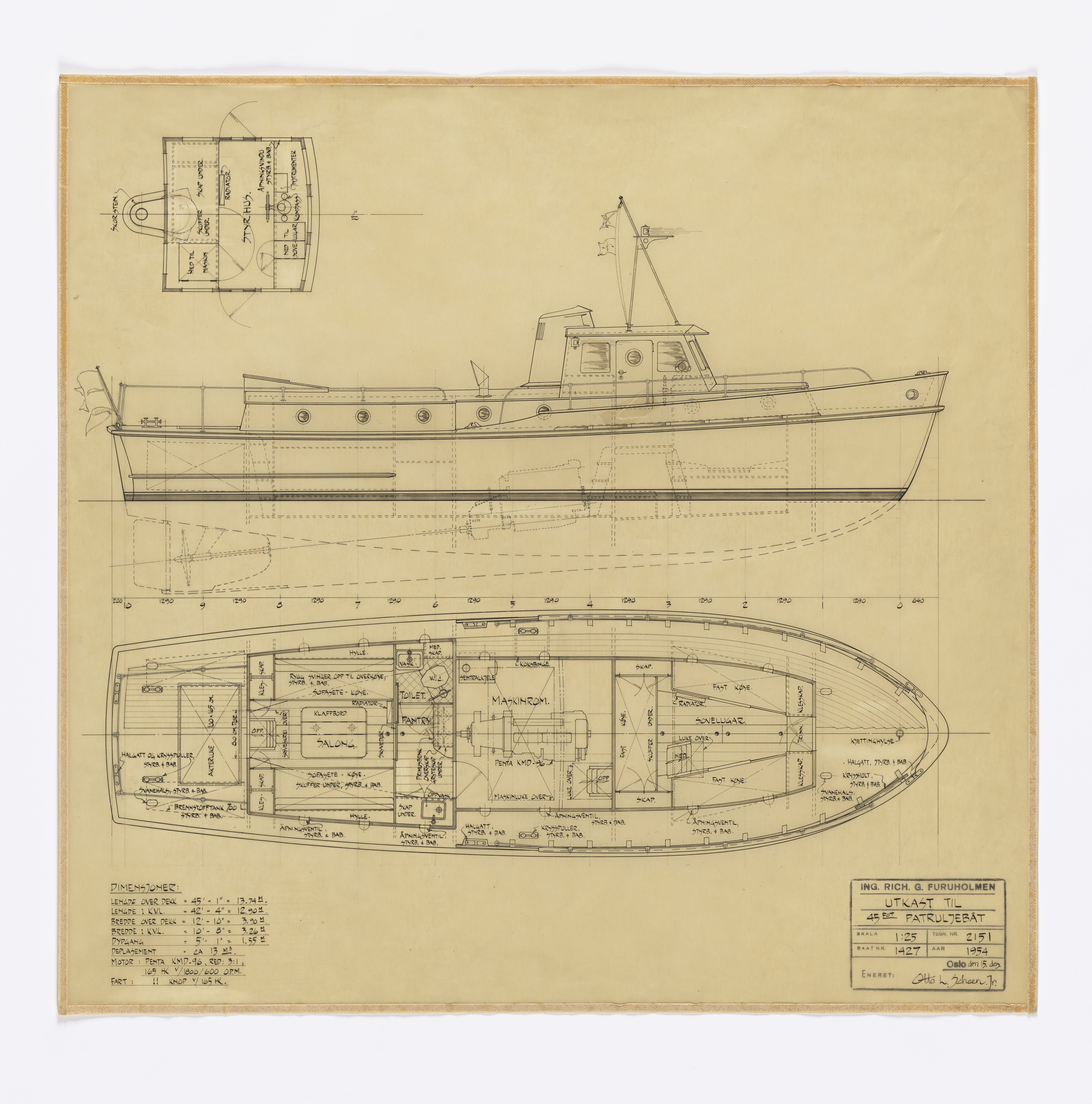 Furuholmen & Scheen, AFM/OM-1003/T/Ta/L0015/0001: Patruljebåt / Furuholmen, 1954