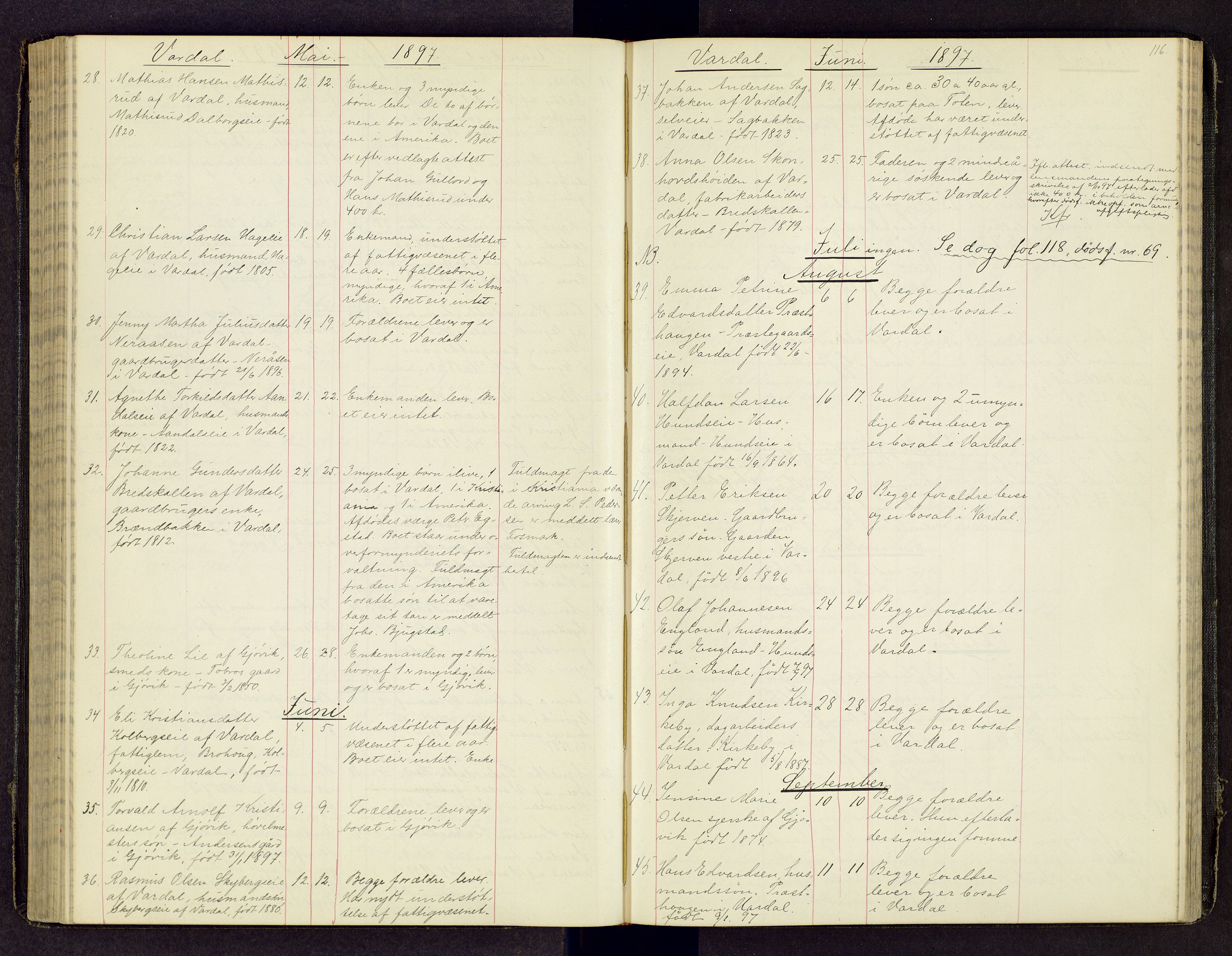 Toten tingrett, SAH/TING-006/J/Jl/L0003: Dødsfallsjournal, 1893-1908, s. 115b-116a