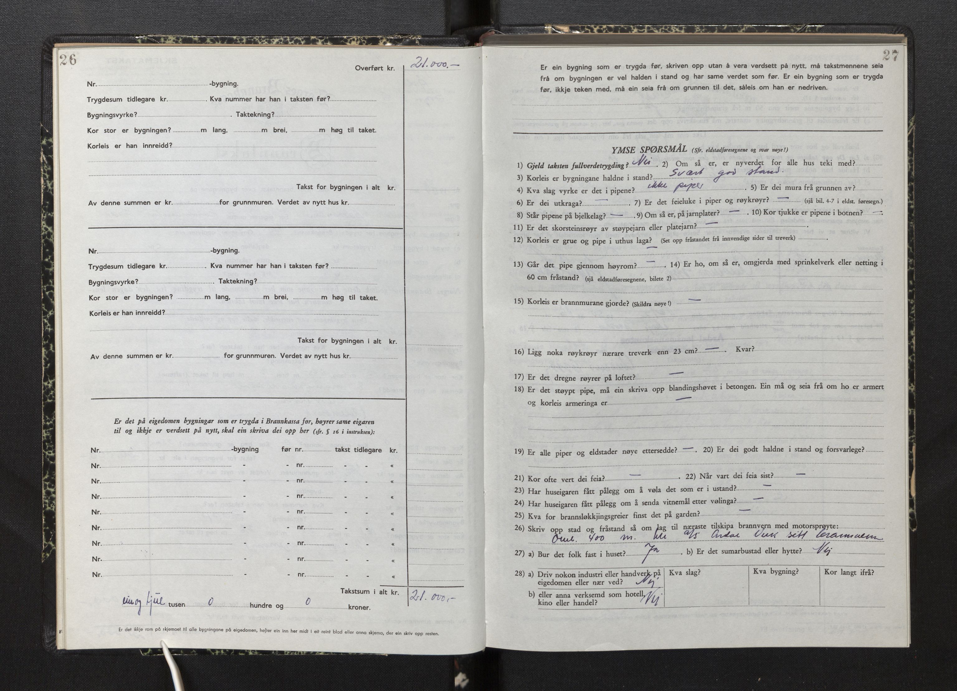 Lensmannen i Årdal, AV/SAB-A-30501/0012/L0012: Branntakstprotokoll, skjematakst, 1949-1955, s. 26-27