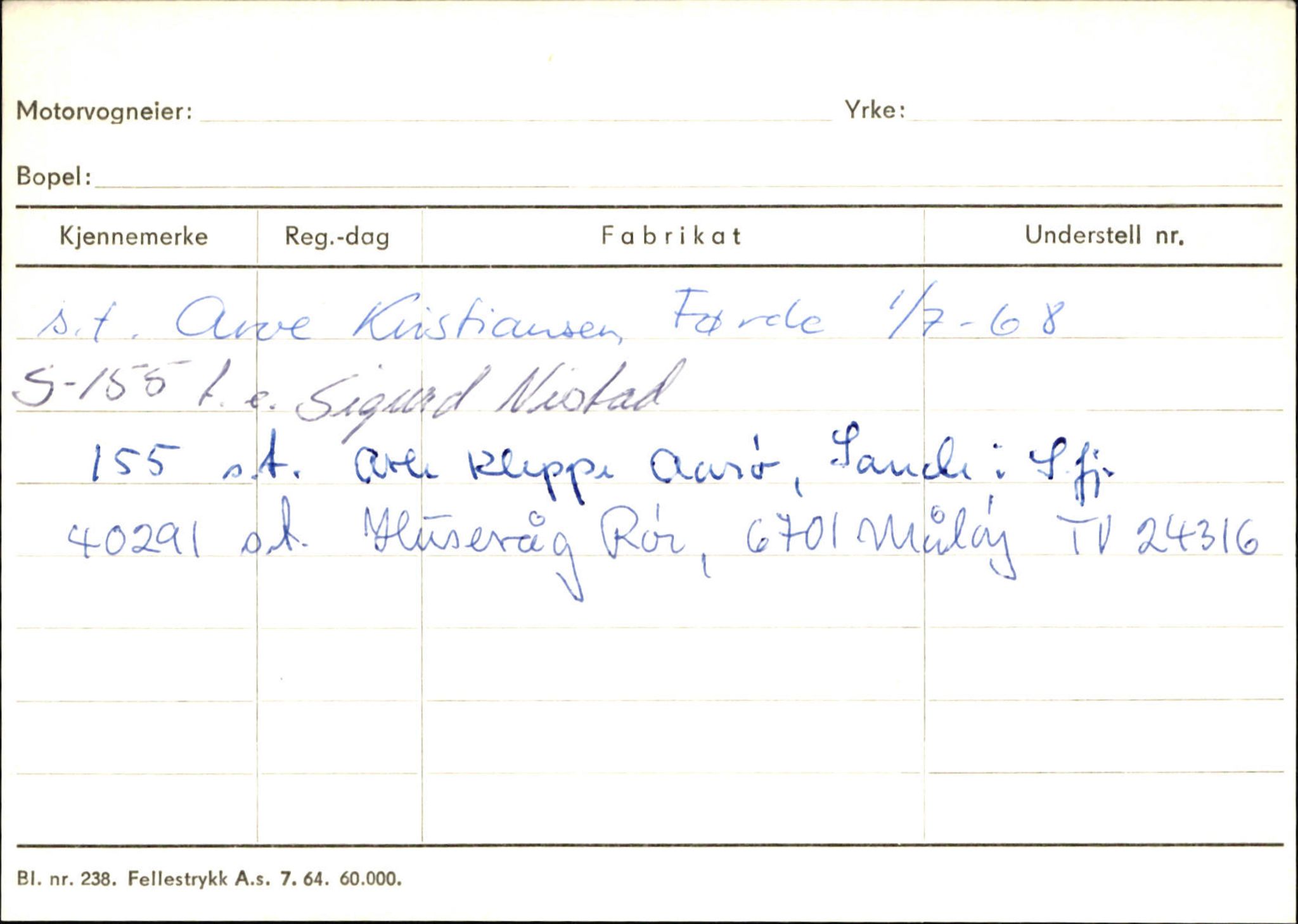 Statens vegvesen, Sogn og Fjordane vegkontor, AV/SAB-A-5301/4/F/L0132: Eigarregister Askvoll A-Å. Balestrand A-Å, 1945-1975, s. 907