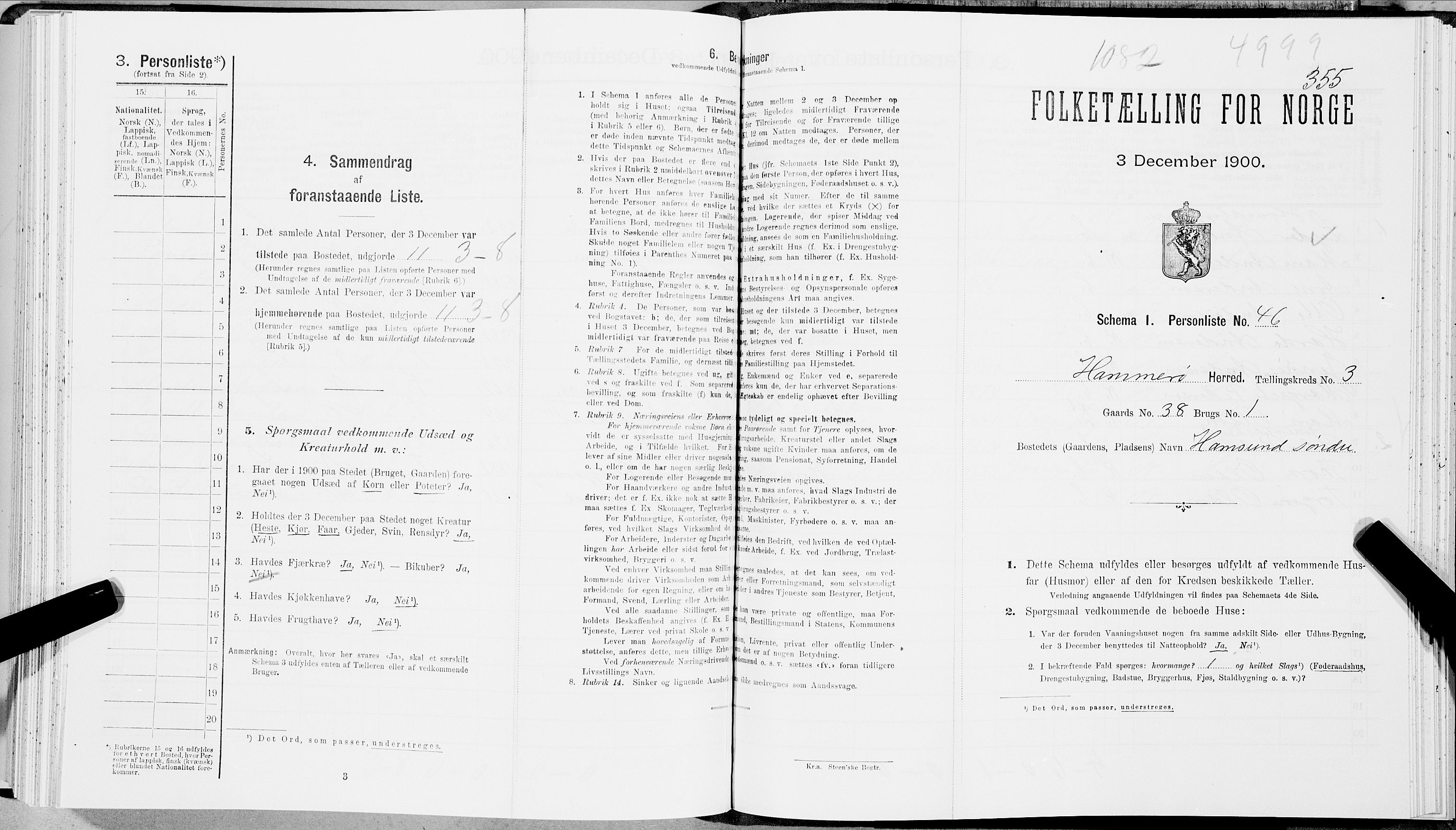 SAT, Folketelling 1900 for 1849 Hamarøy herred, 1900, s. 373