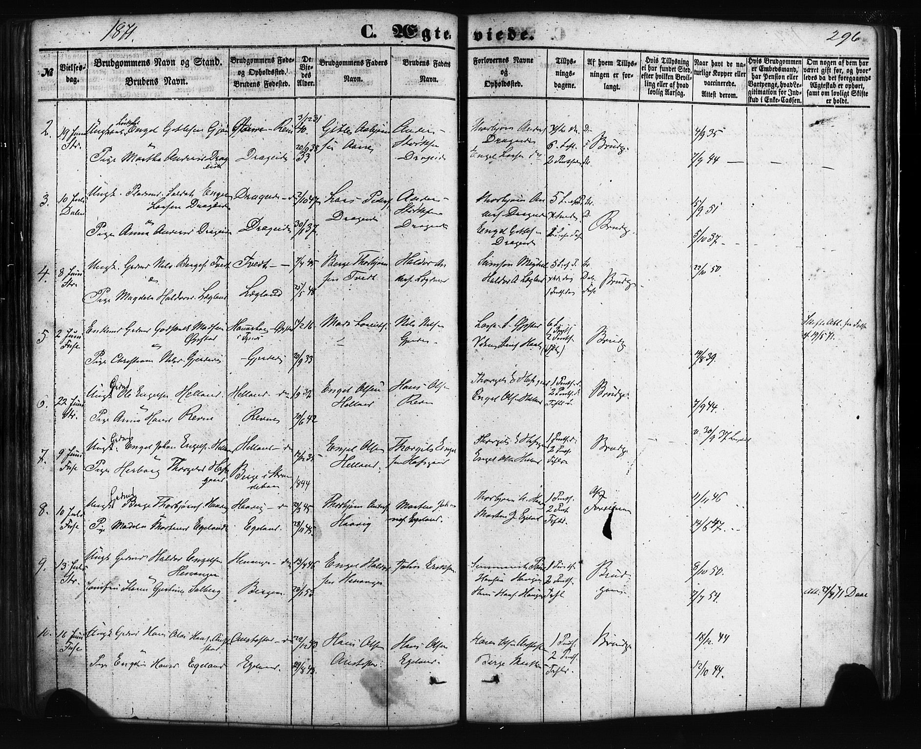 Fusa sokneprestembete, AV/SAB-A-75401/H/Haa: Ministerialbok nr. A 1I, 1855-1879, s. 296
