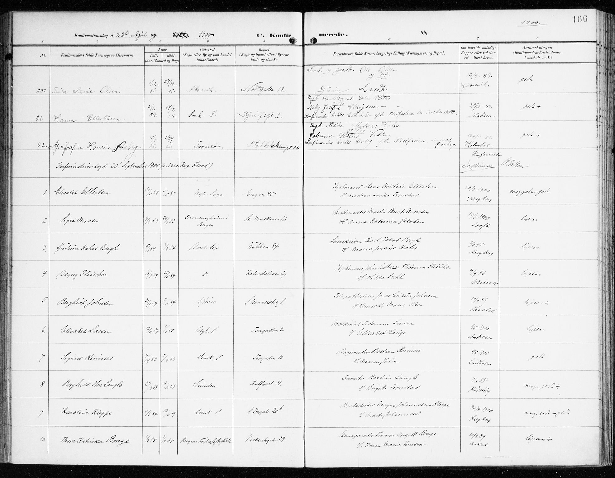 Domkirken sokneprestembete, SAB/A-74801/H/Haa/L0031: Ministerialbok nr. C 6, 1898-1915, s. 166