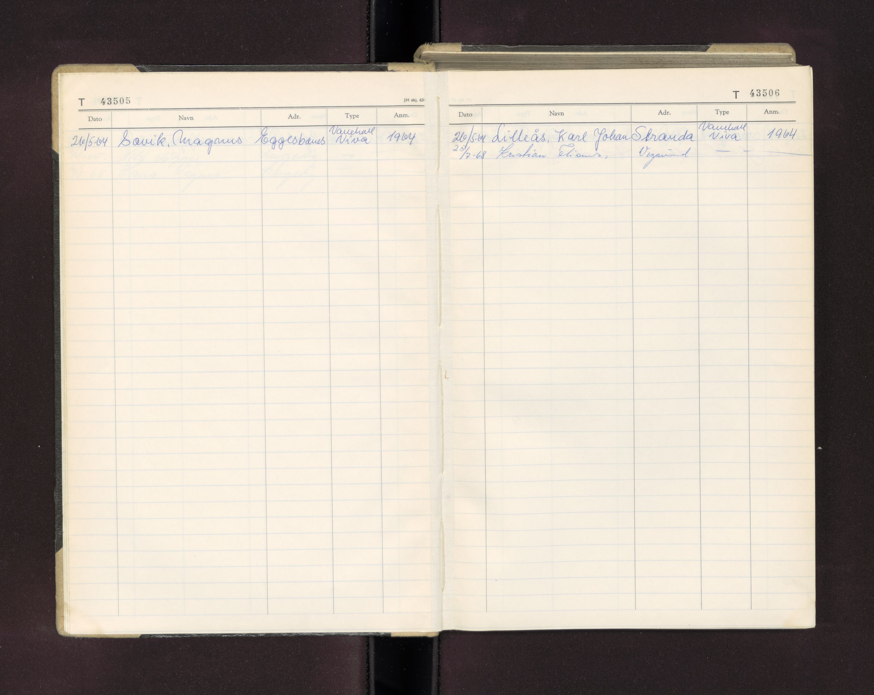 Møre og Romsdal vegkontor - Ålesund trafikkstasjon, AV/SAT-A-4099/F/Fc/L0040: Bilregister; T 43500 - T 43999, 1960-1970