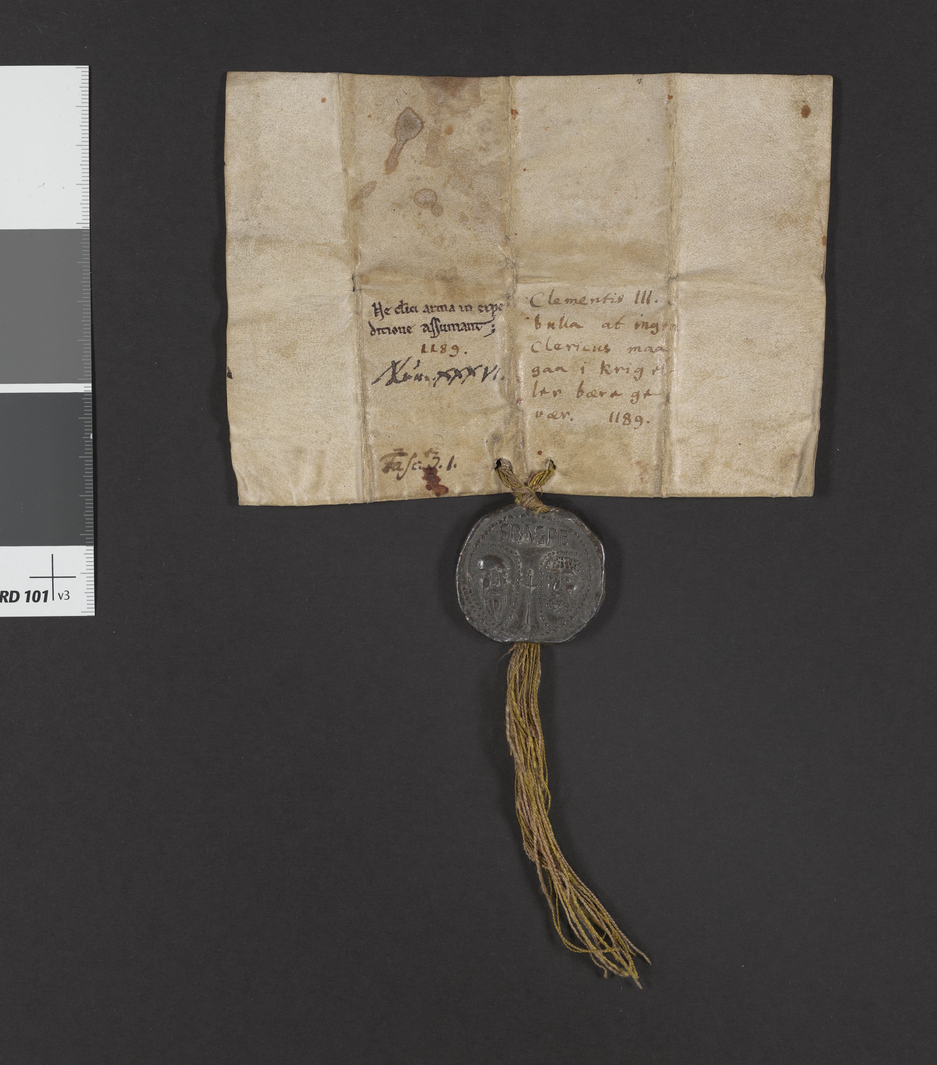 Riksarkivets diplomsamling, AV/RA-EA-5965/F05/L0010: NRA AM fasc. 3 nr. 1, 1189, s. 4