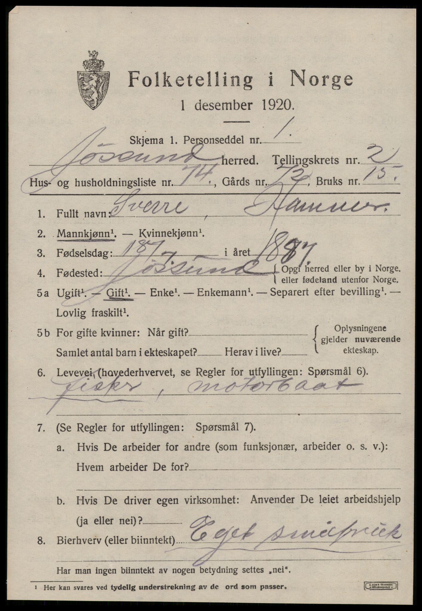 SAT, Folketelling 1920 for 1629 Jøssund herred, 1920, s. 2156