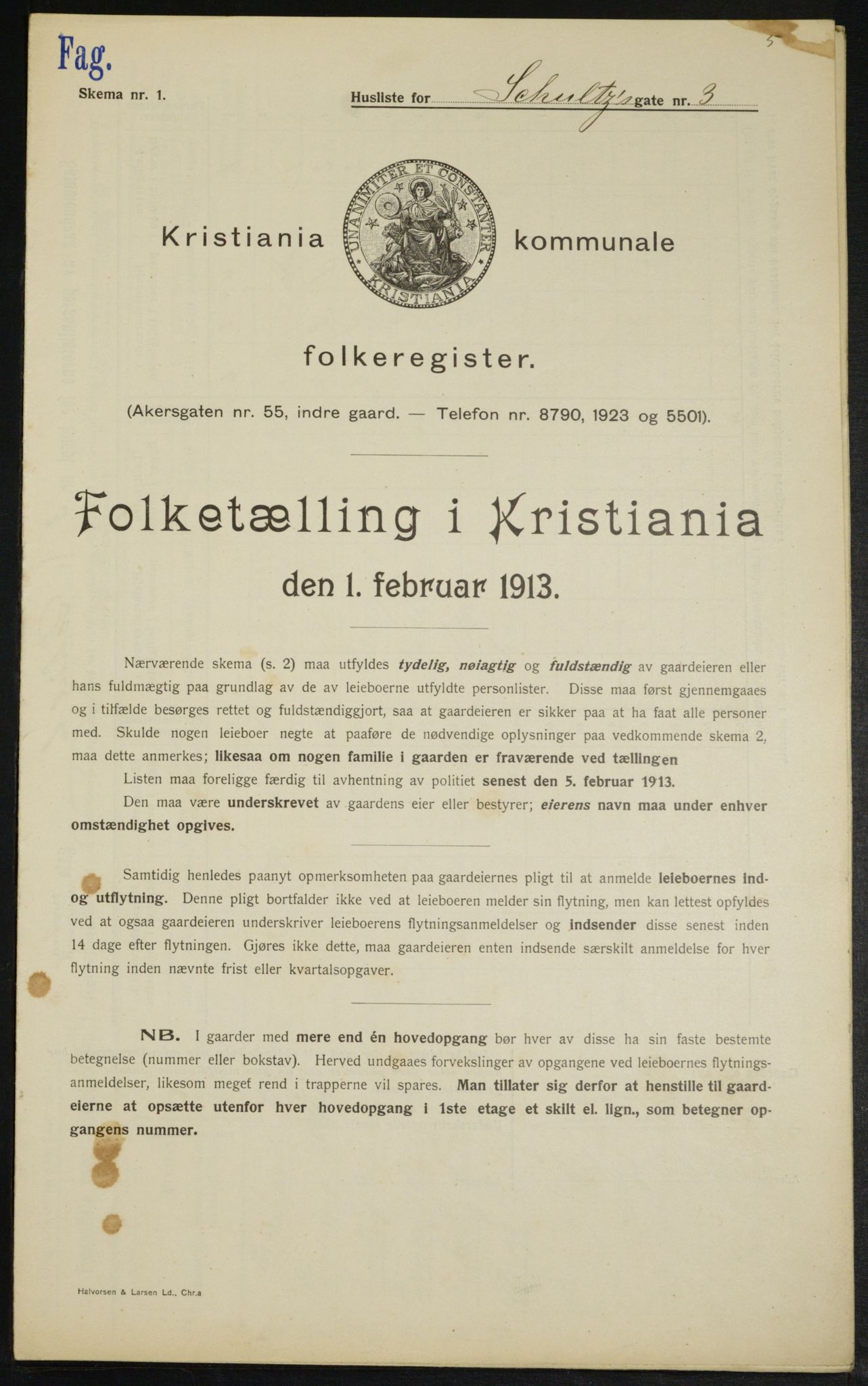 OBA, Kommunal folketelling 1.2.1913 for Kristiania, 1913, s. 90513