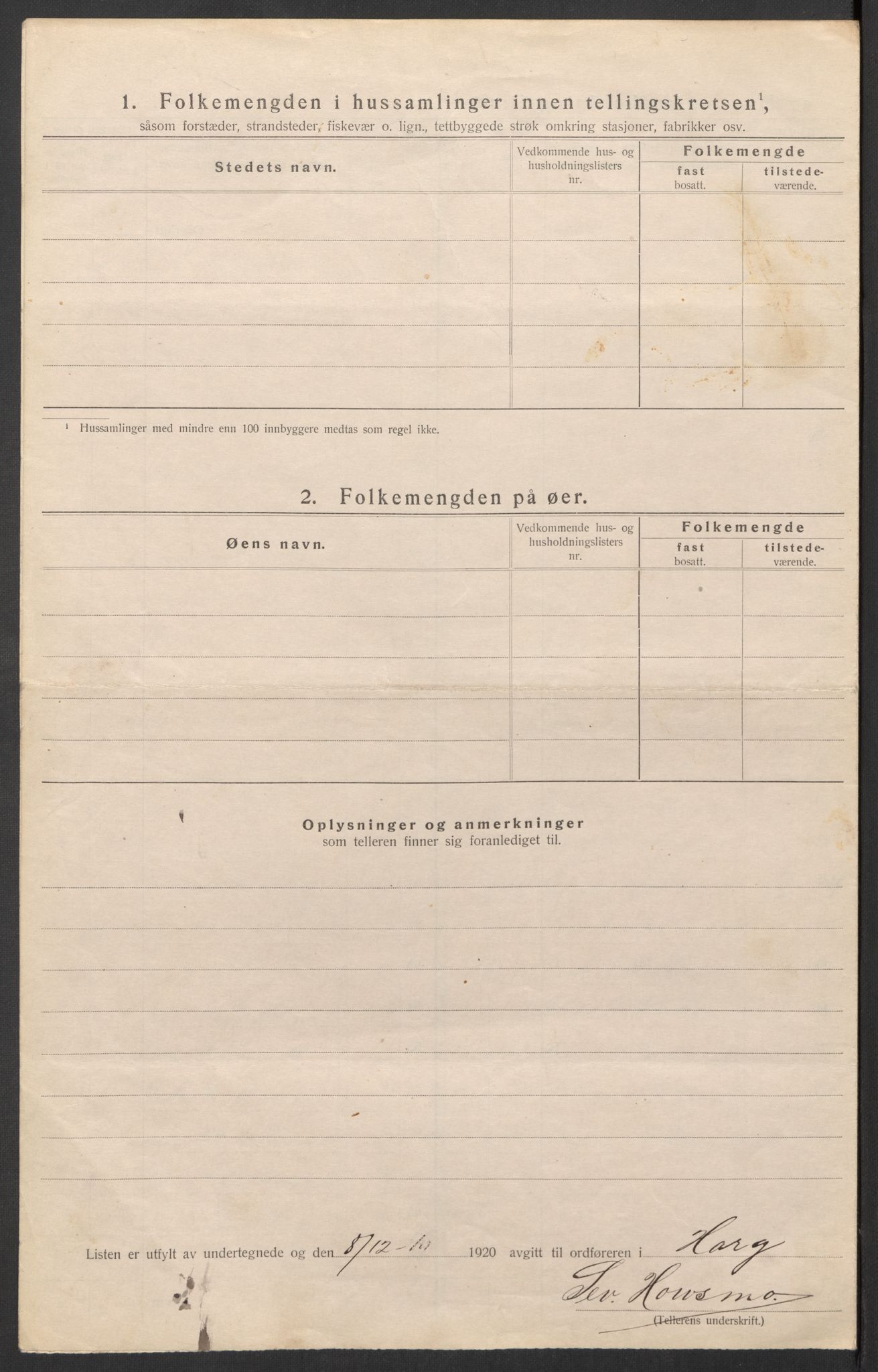 SAT, Folketelling 1920 for 1650 Horg herred, 1920, s. 30