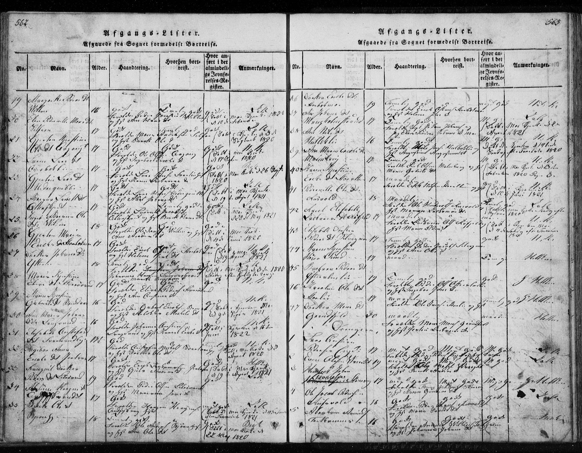 Ministerialprotokoller, klokkerbøker og fødselsregistre - Nordland, AV/SAT-A-1459/827/L0412: Klokkerbok nr. 827C01, 1820-1841, s. 562-563