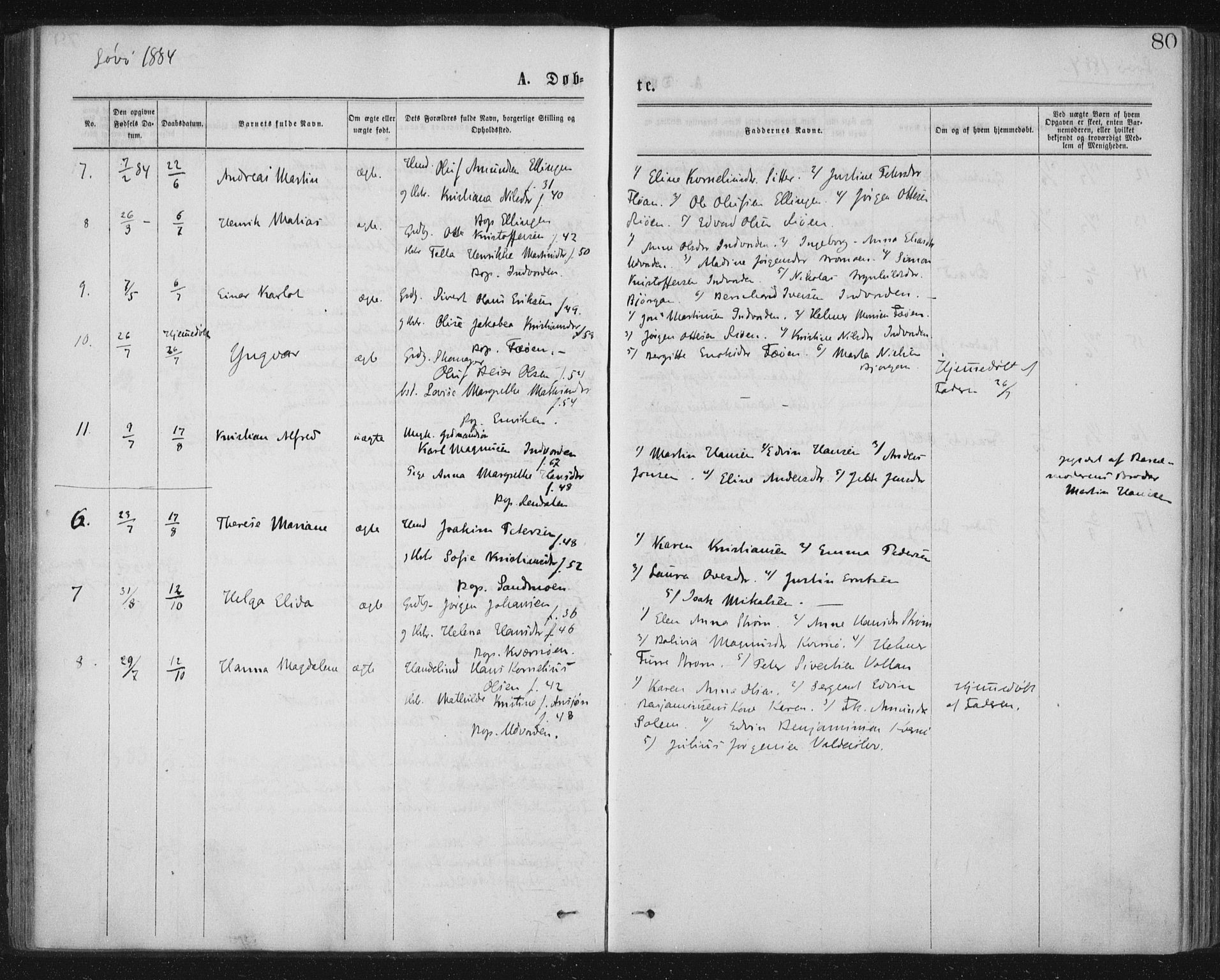 Ministerialprotokoller, klokkerbøker og fødselsregistre - Nord-Trøndelag, AV/SAT-A-1458/771/L0596: Ministerialbok nr. 771A03, 1870-1884, s. 80