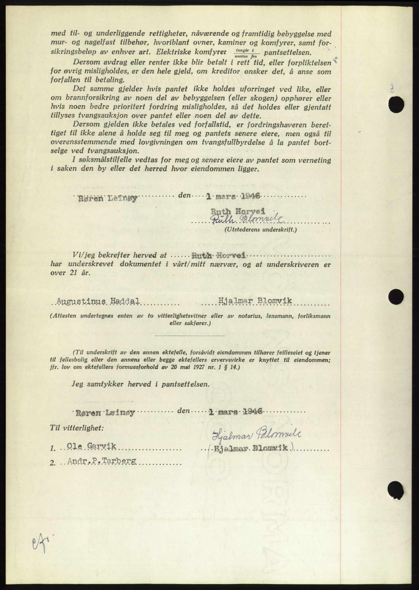 Søre Sunnmøre sorenskriveri, AV/SAT-A-4122/1/2/2C/L0114: Pantebok nr. 1-2B, 1943-1947, Dagboknr: 311/1946
