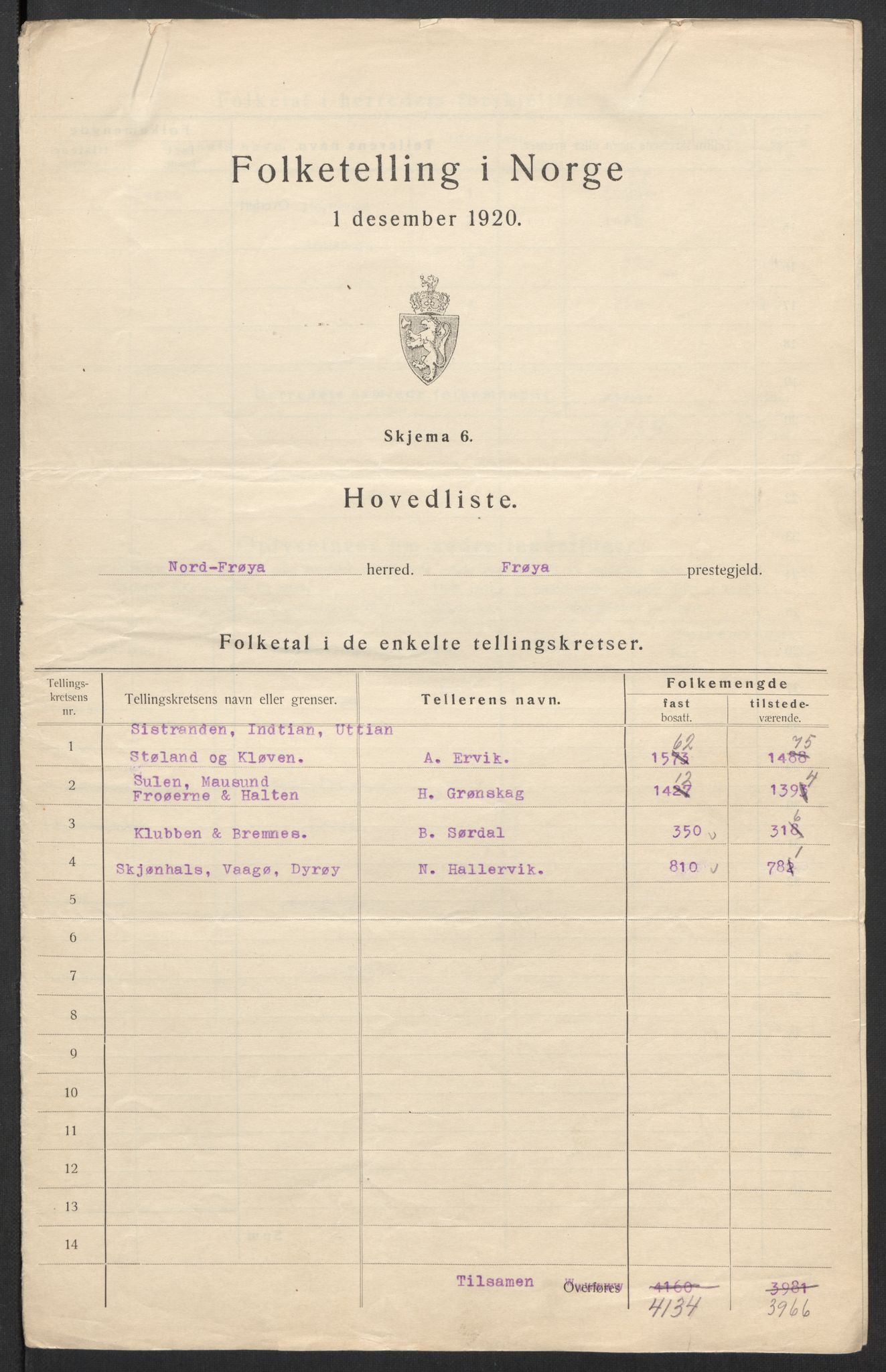 SAT, Folketelling 1920 for 1620 Nord-Frøya herred, 1920, s. 3