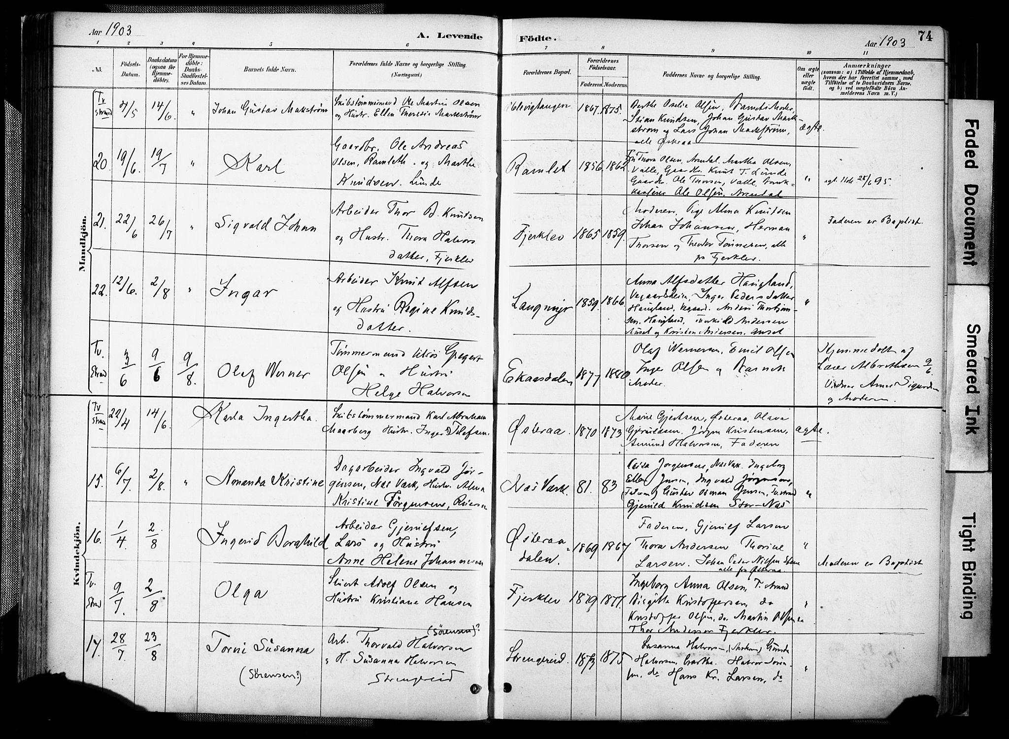 Holt sokneprestkontor, AV/SAK-1111-0021/F/Fa/L0012: Ministerialbok nr. A 12, 1885-1907, s. 74
