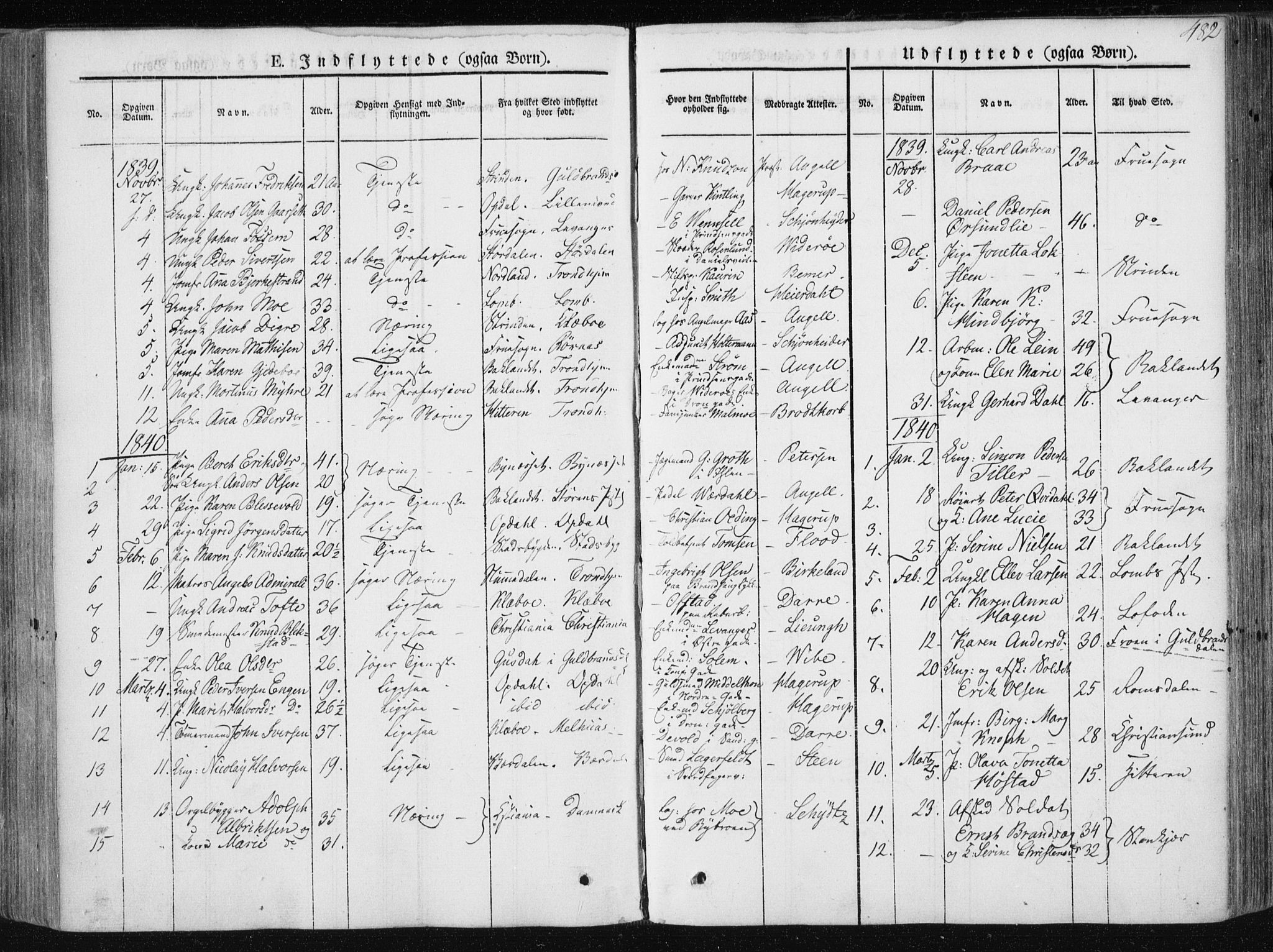 Ministerialprotokoller, klokkerbøker og fødselsregistre - Sør-Trøndelag, AV/SAT-A-1456/601/L0049: Ministerialbok nr. 601A17, 1839-1847, s. 482