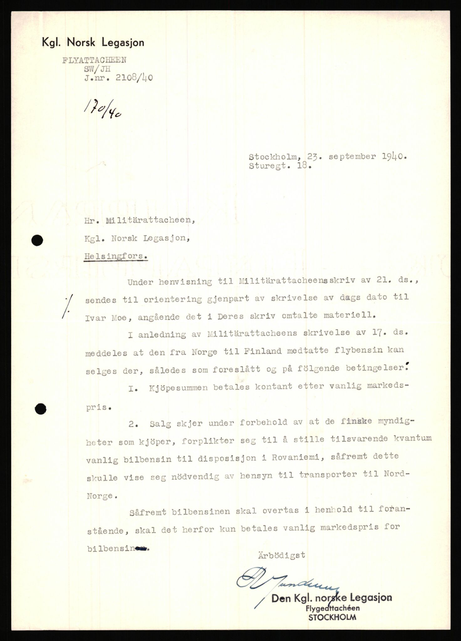 Forsvaret, Forsvarets krigshistoriske avdeling, AV/RA-RAFA-2017/Y/Ya/L0006: II-C-11-11,2 - Utenriksdepartementet.  Legasjonen i Helsingfors., 1940-1946, s. 148