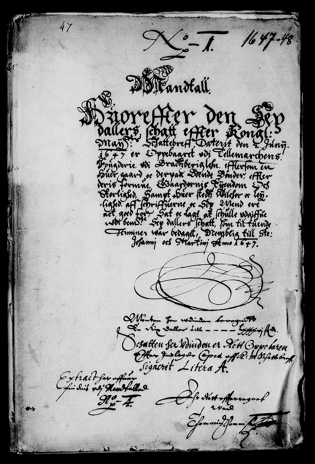 Rentekammeret inntil 1814, Reviderte regnskaper, Lensregnskaper, AV/RA-EA-5023/R/Rb/Rbp/L0034: Bratsberg len, 1647-1649