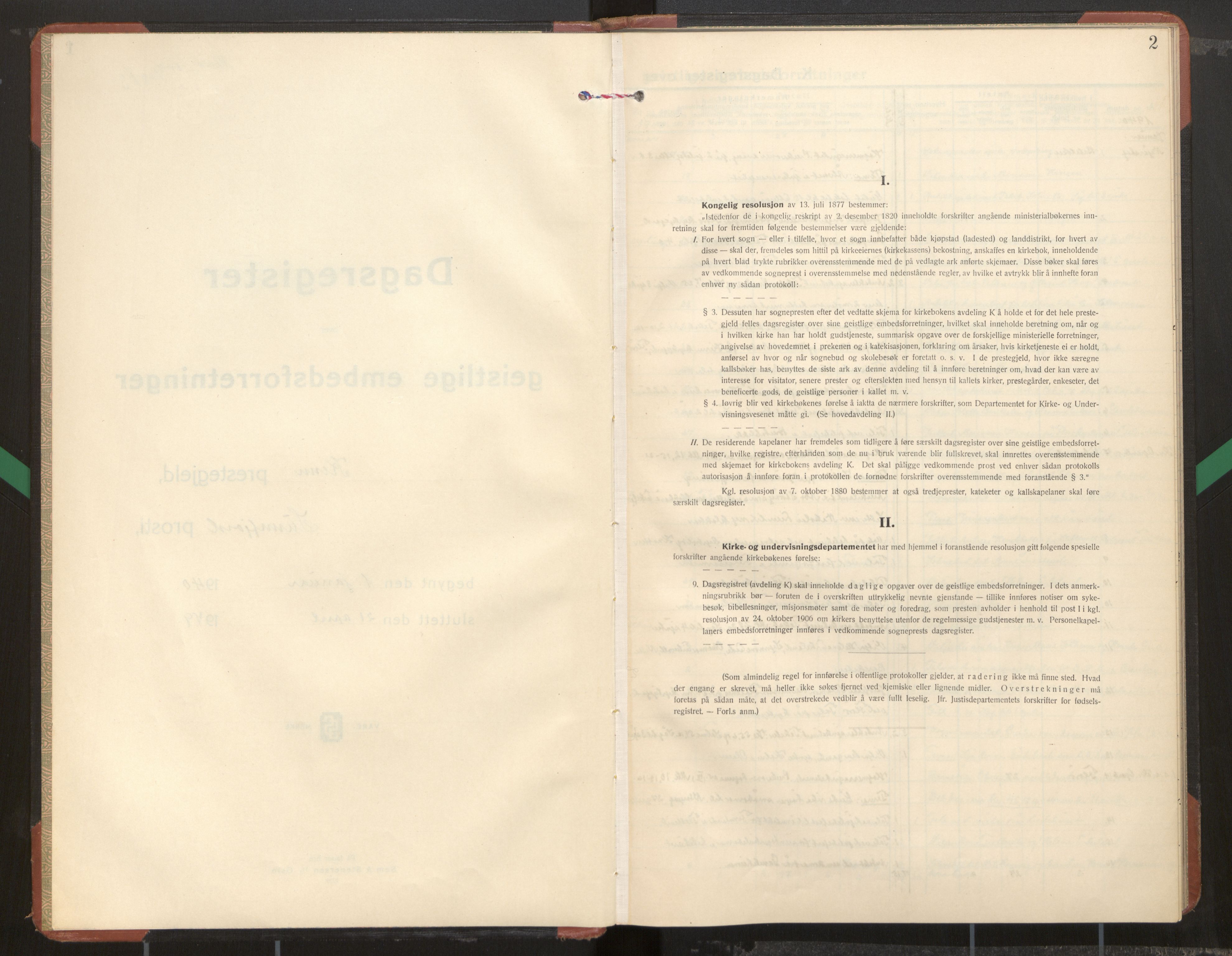 Kinn sokneprestembete, SAB/A-80801/H/Haa/Haag/L0005: Dagregister nr. G 5, 1940-1949, s. 2
