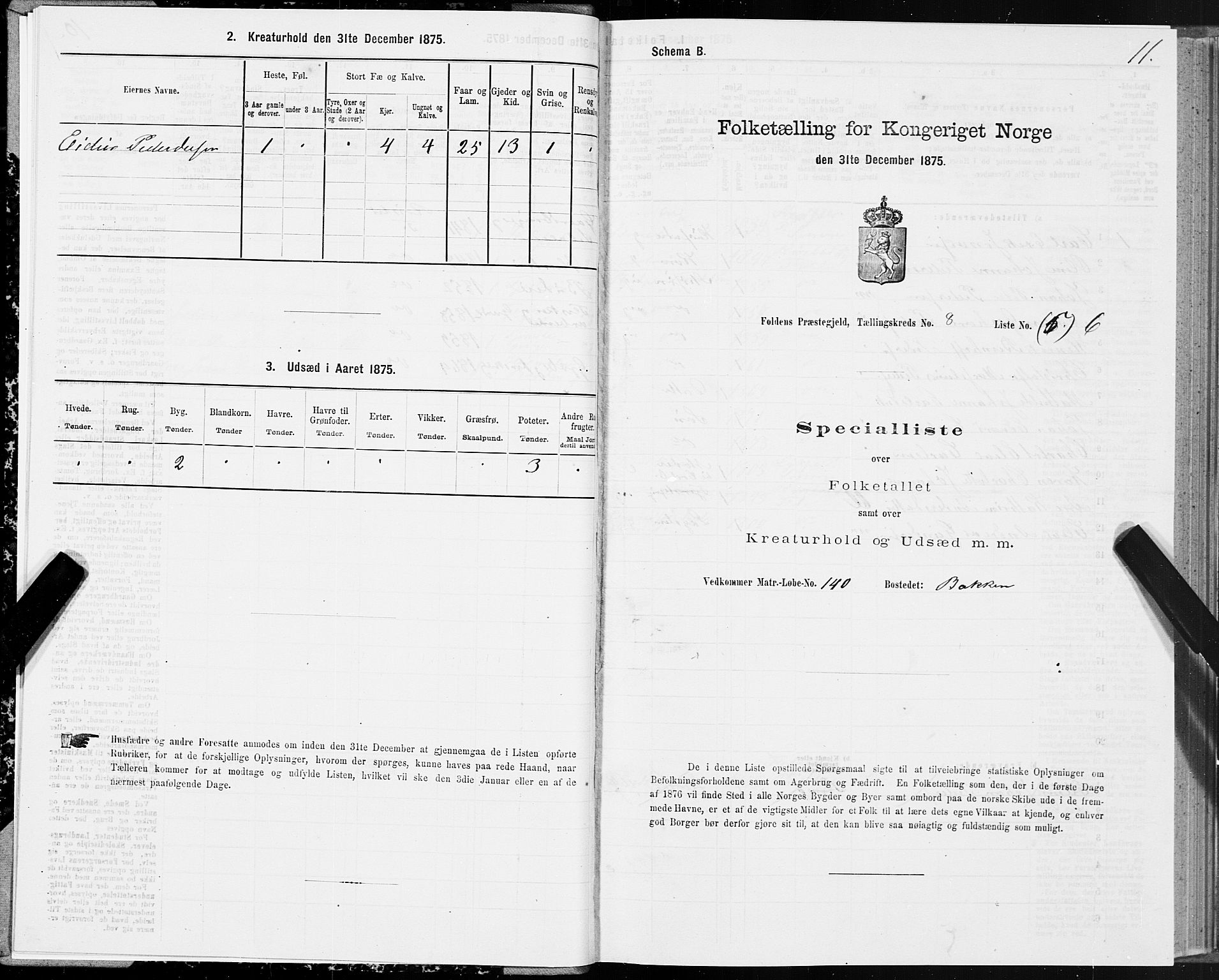 SAT, Folketelling 1875 for 1845P Folda prestegjeld, 1875, s. 3011